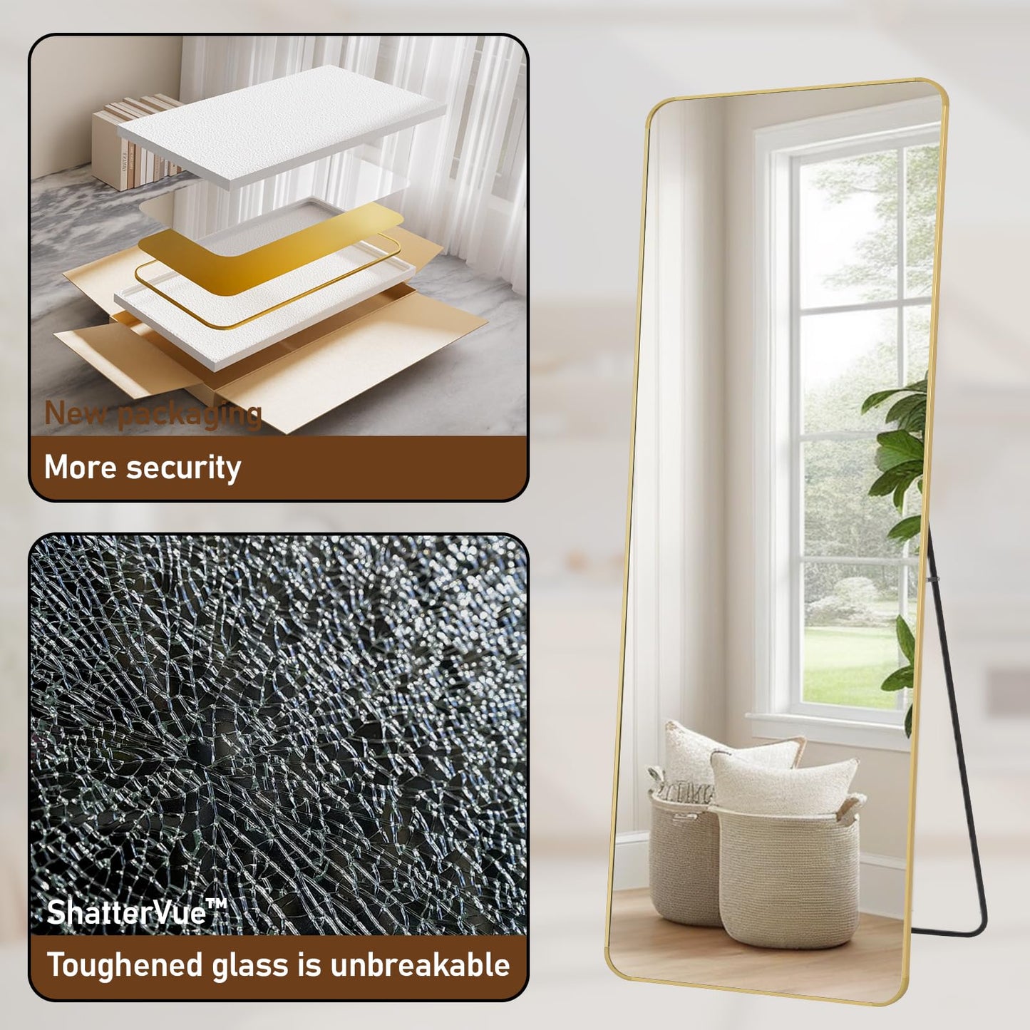 Gold Full Length Mirror for living Room and Bedroom