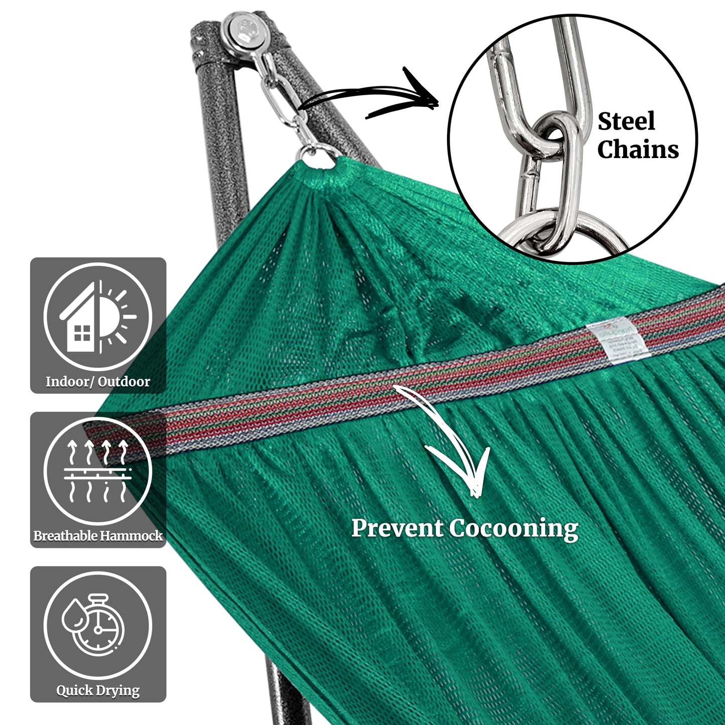 Double Hammock with Stand Included for 2 Persons