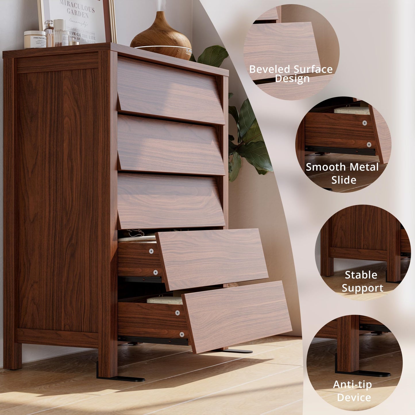 Modern Chest of Drawers with Handle less Design
