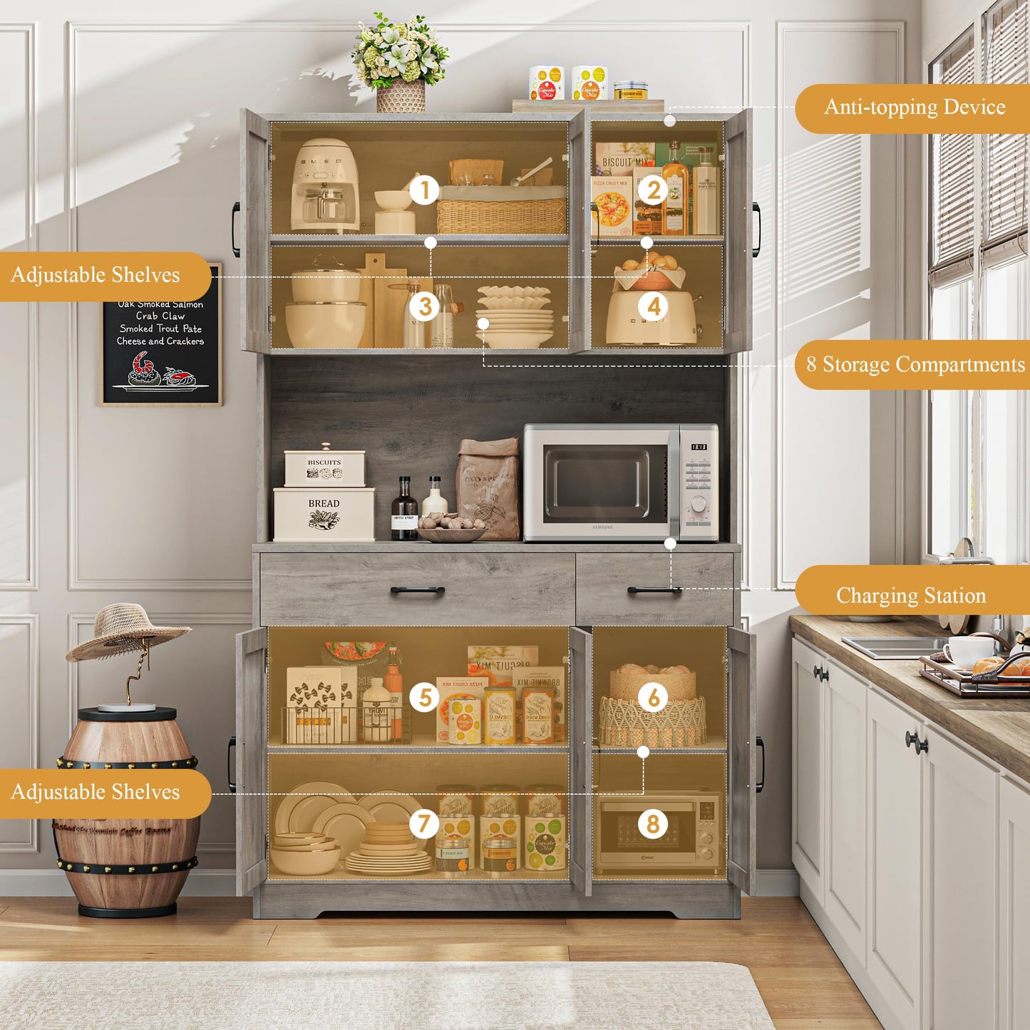 Ash Grey Kitchen Rack