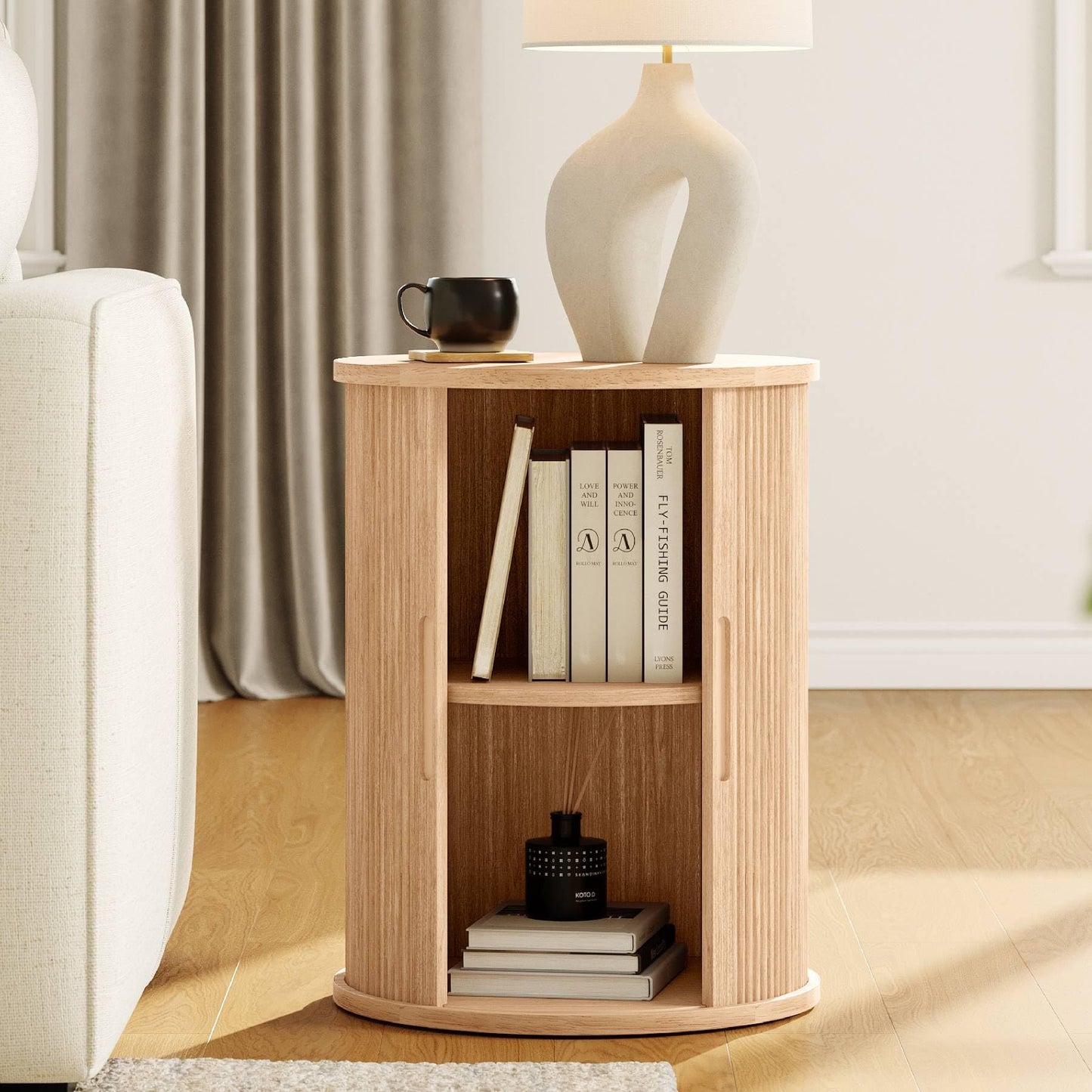 HOME Round End Table And Ample Storage