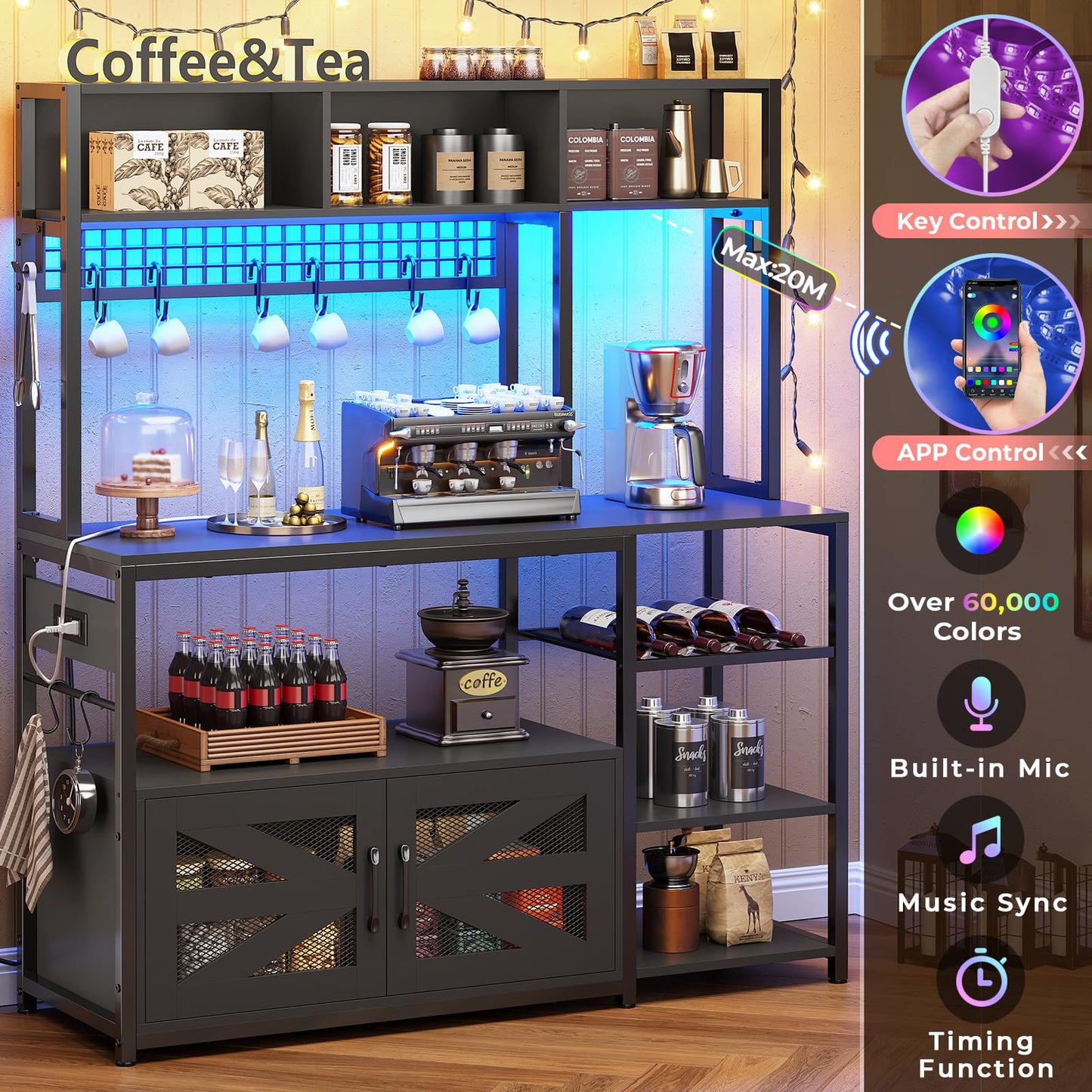 Black Farmhouse Coffee Bar Cabinet