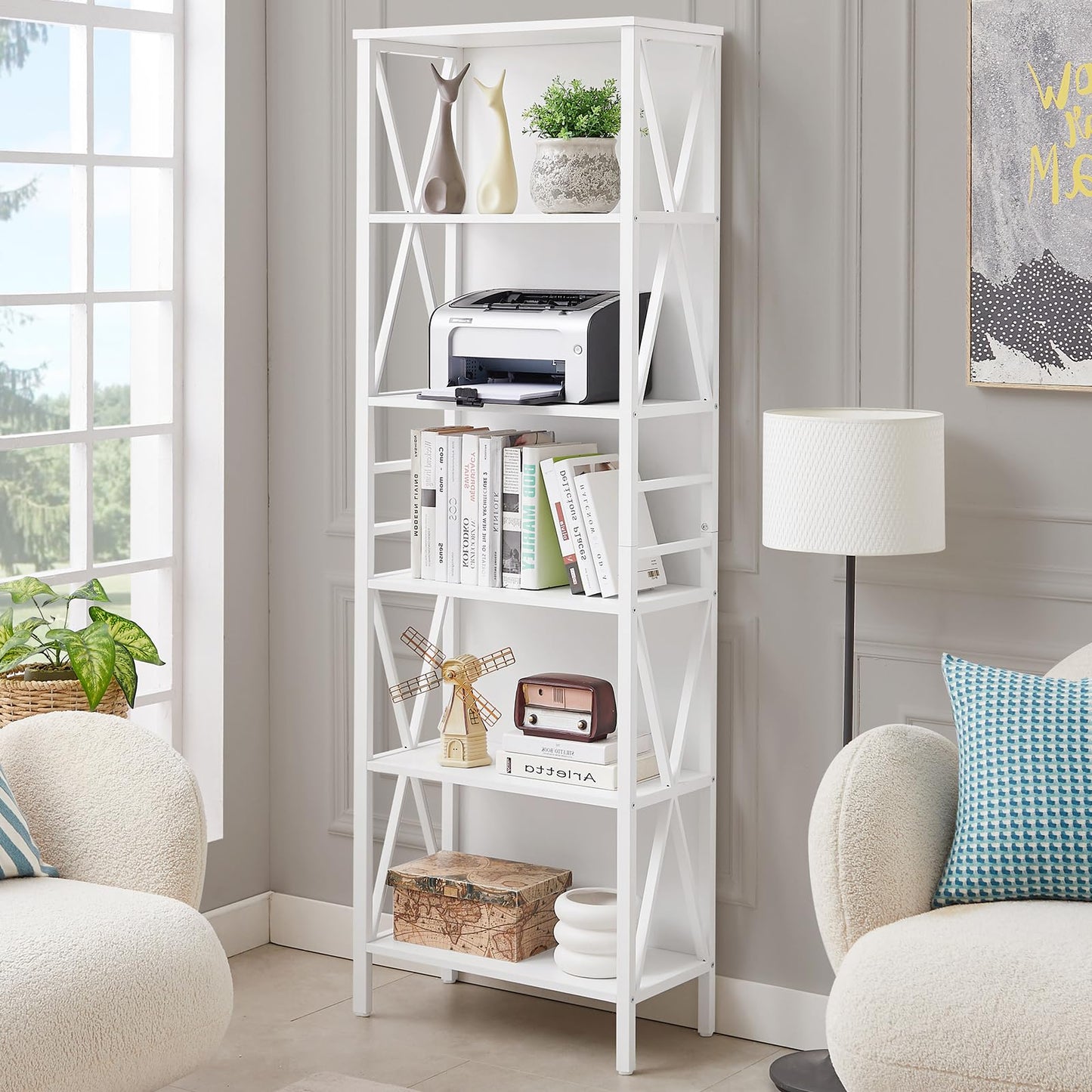 White 6-Tier Book Shelf