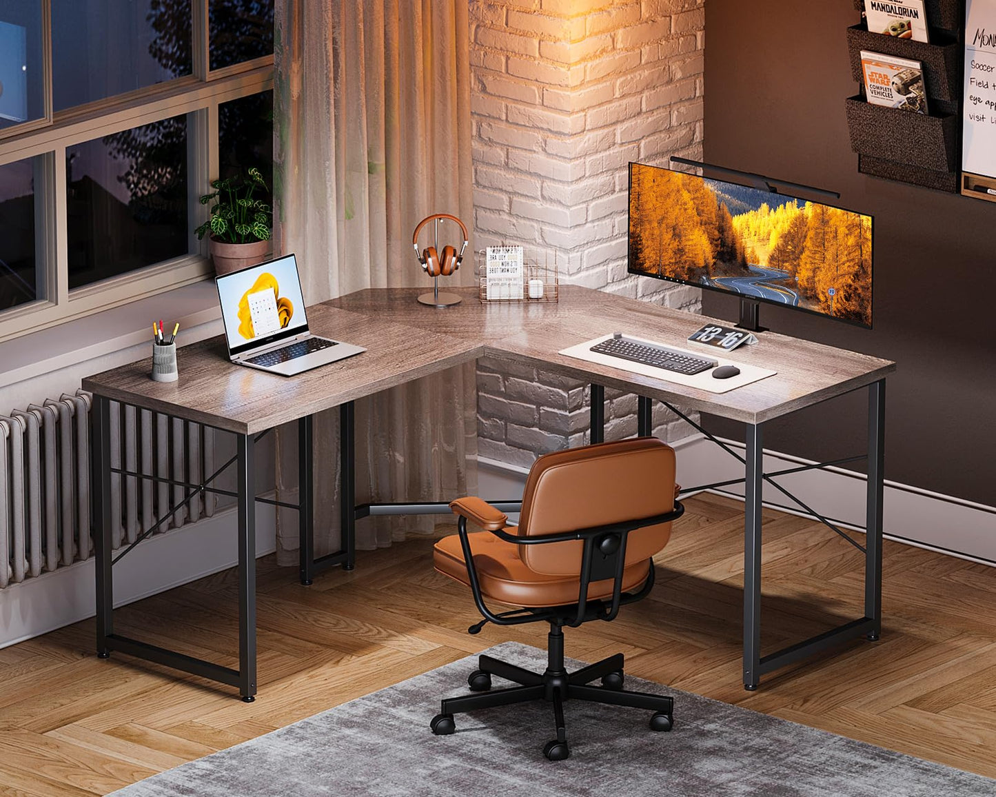 Grey L Shaped Gaming Desk