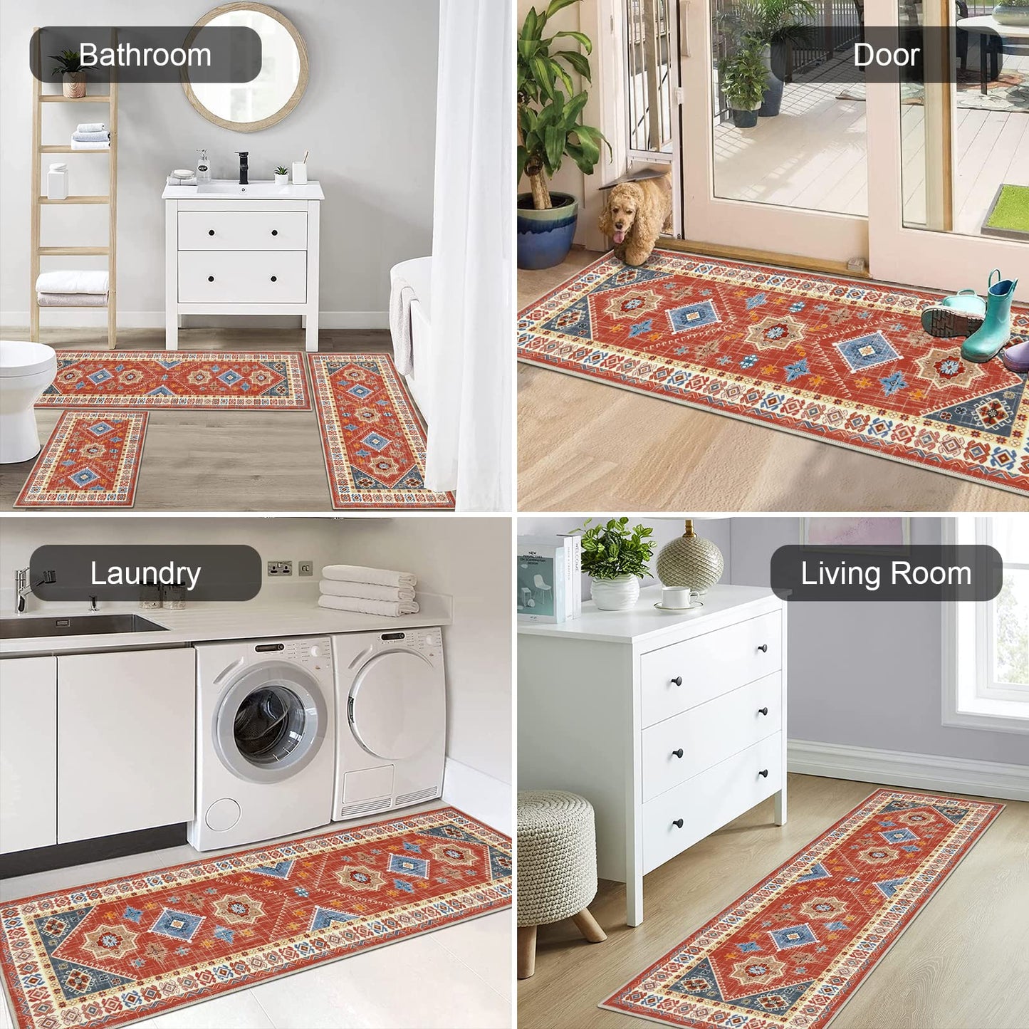 Rust/Red 3 Piece Rug Set