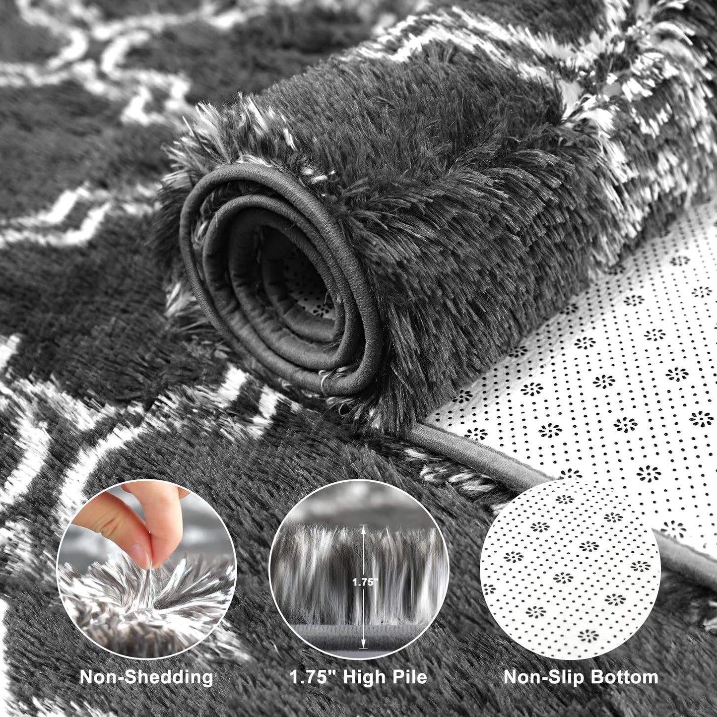 Dark Grey/White Area Rugs