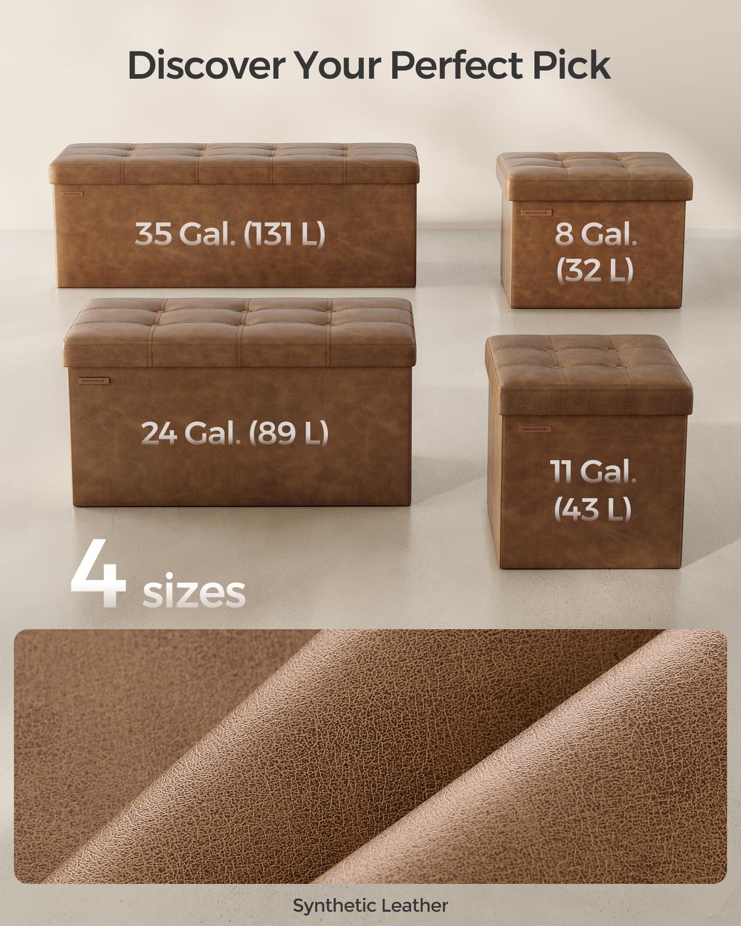 43 Inches Folding Storage Ottoman Bench