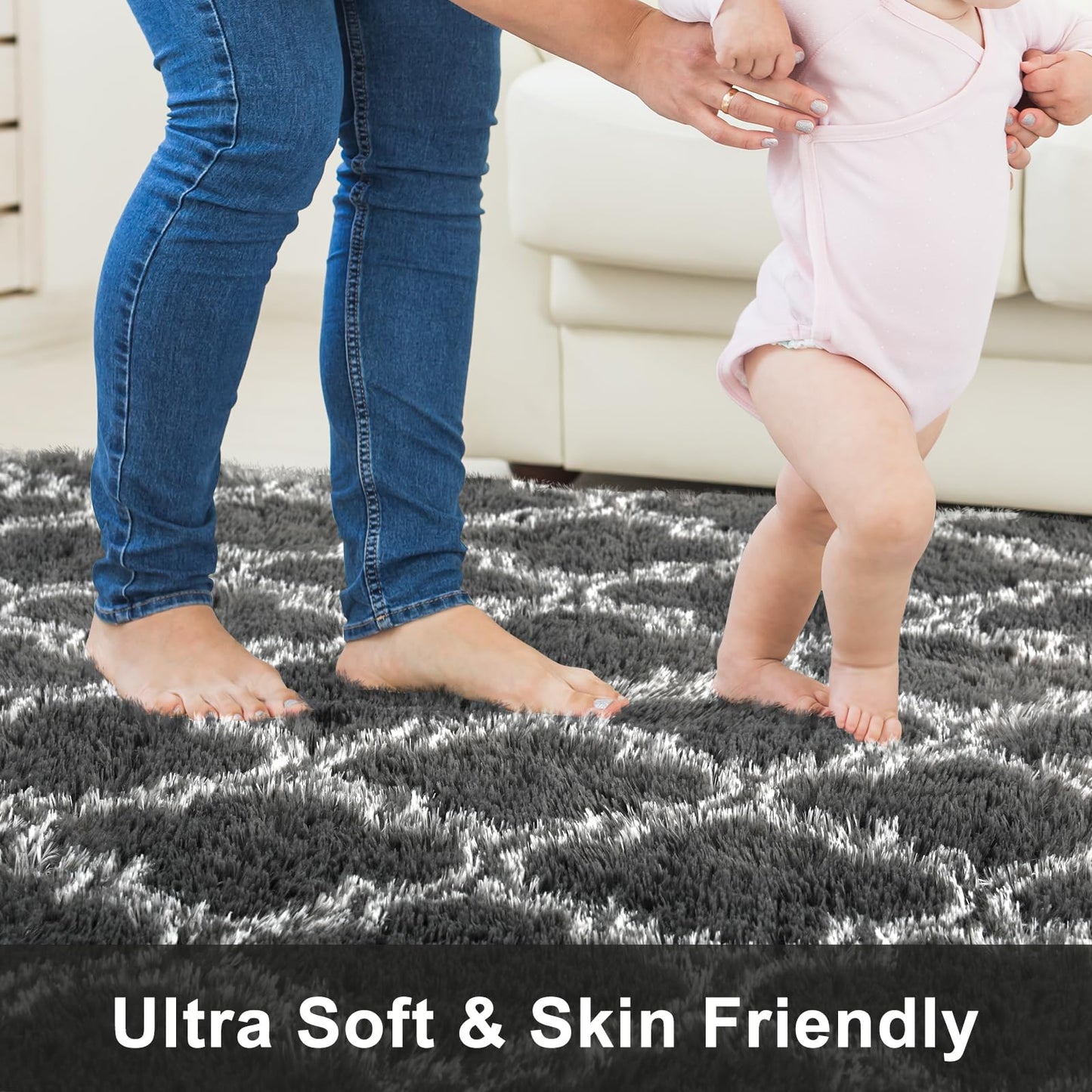 Dark Grey/White Area Rugs