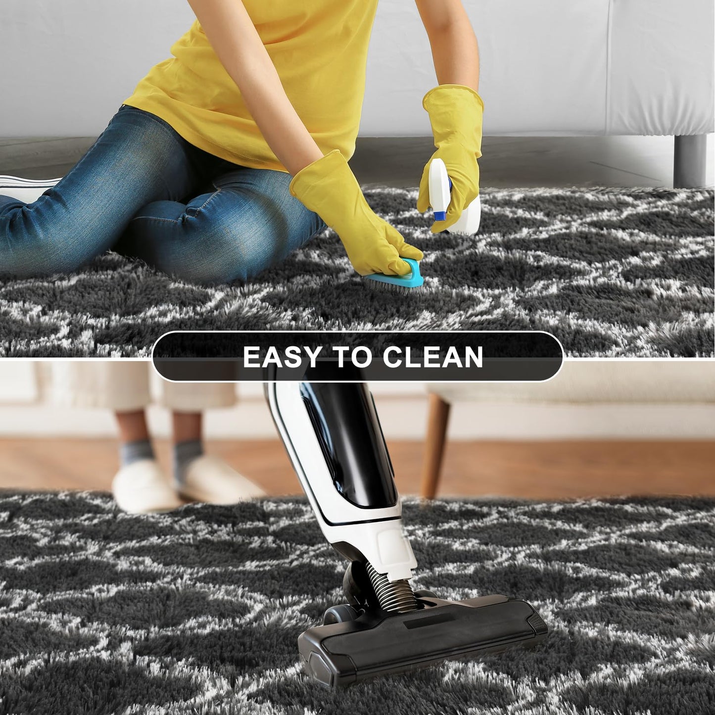 Dark Grey/White Area Rugs