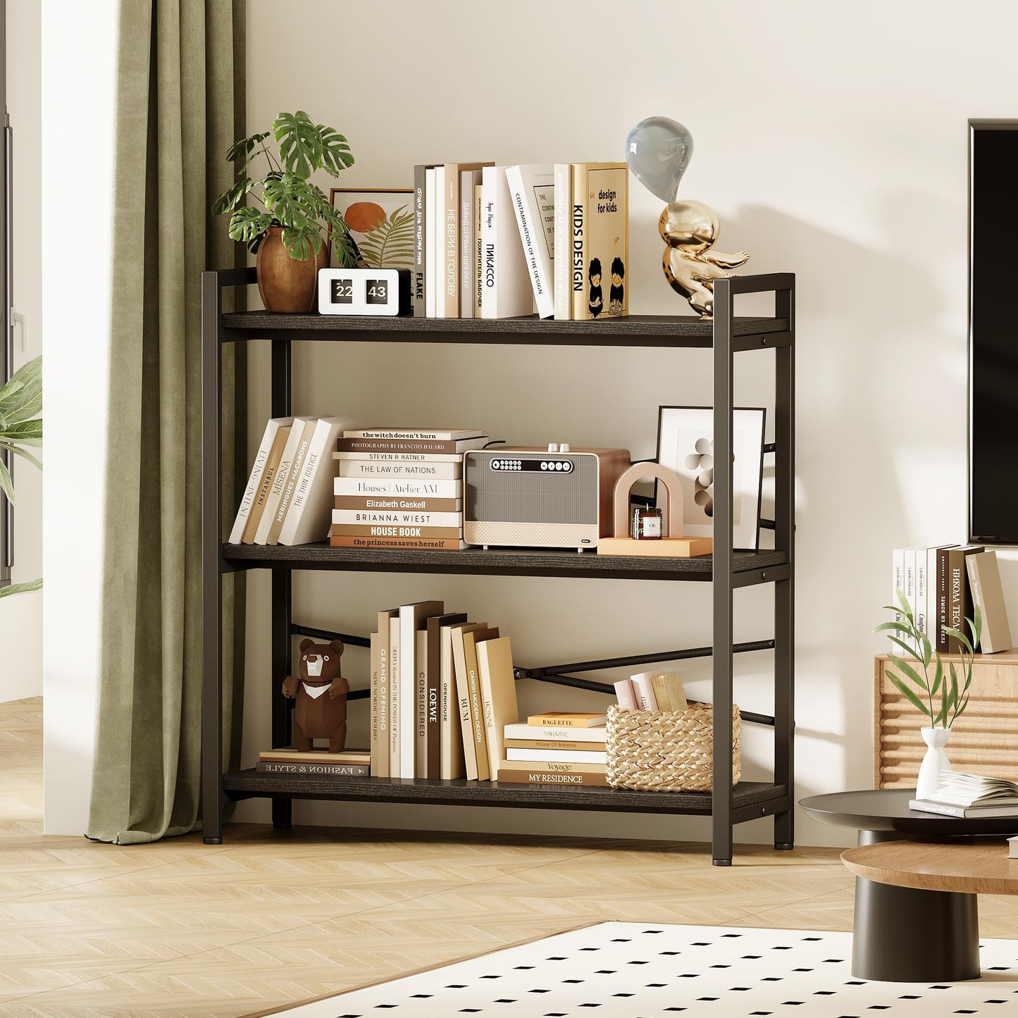 Black 3 Tier Bookshelf