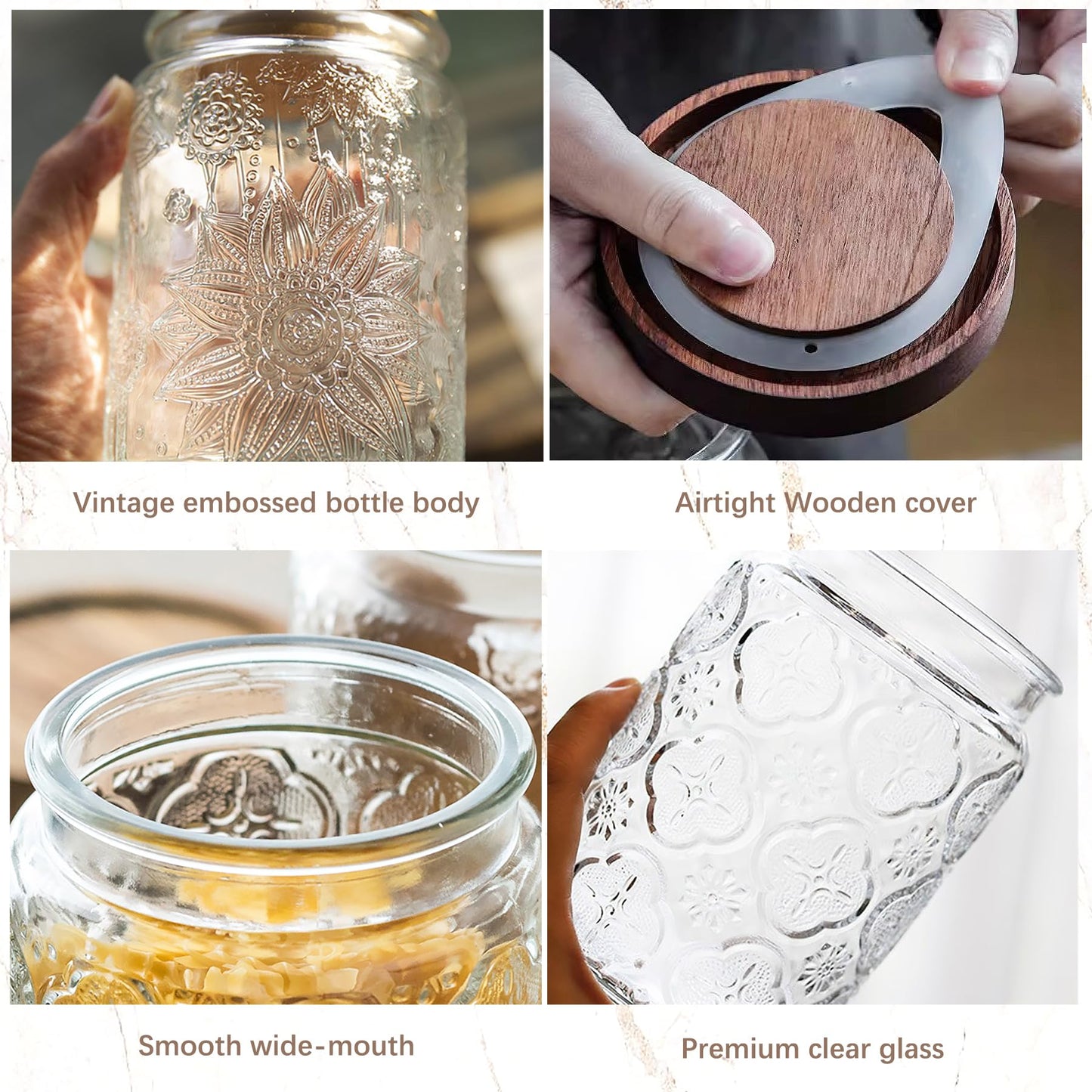 Vintage Glass Jar with Wooden Lid