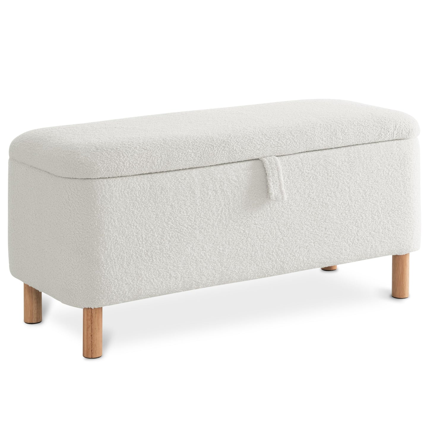 Boucle Upholstered Padded Storage Bench