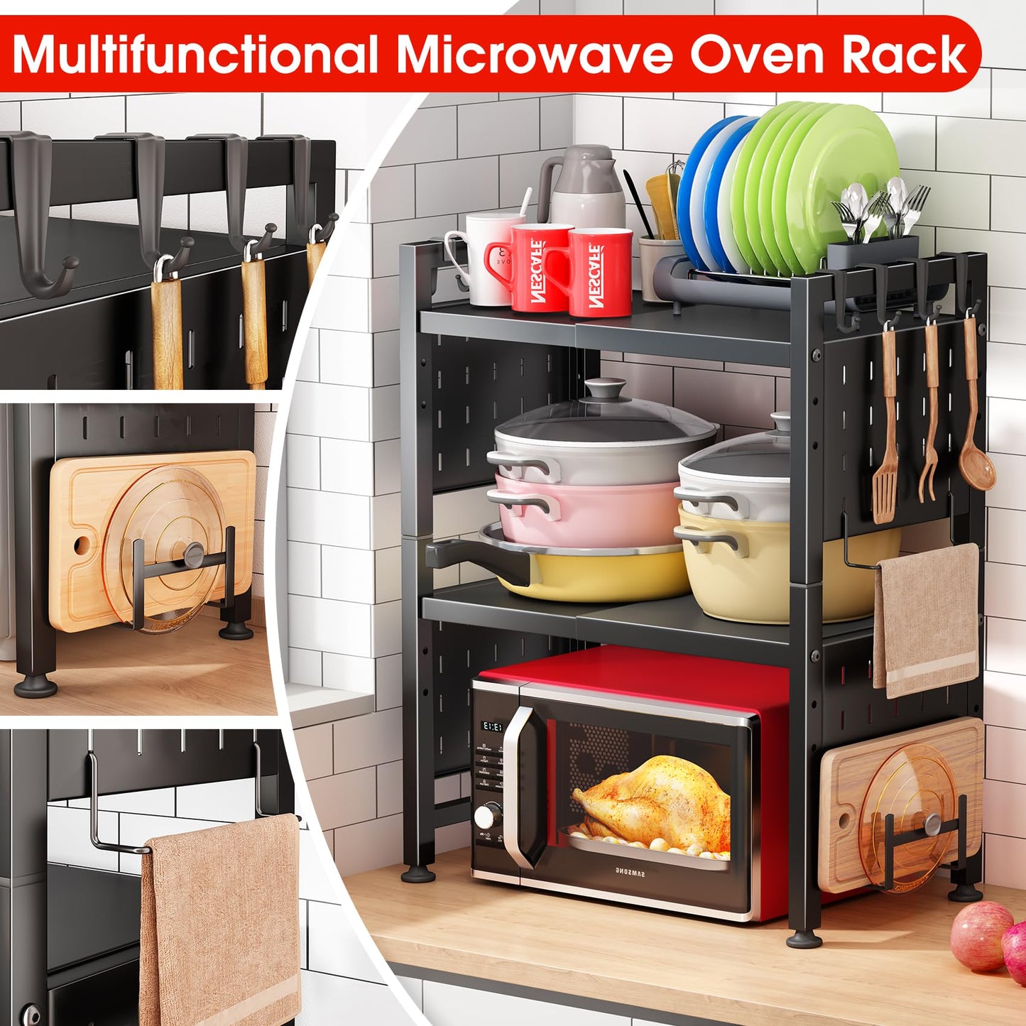 Black Kitchen Shelves Rack