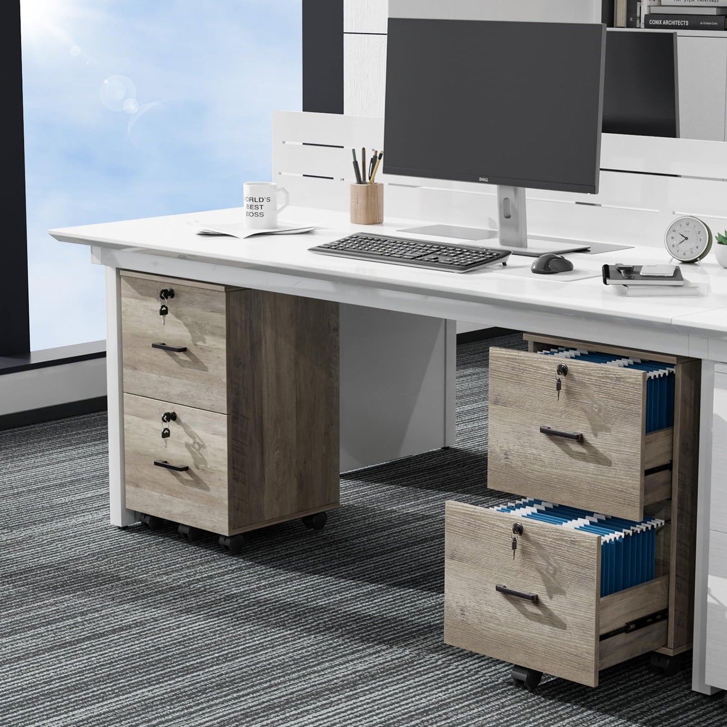 2 Drawer File Cabinet with Lock