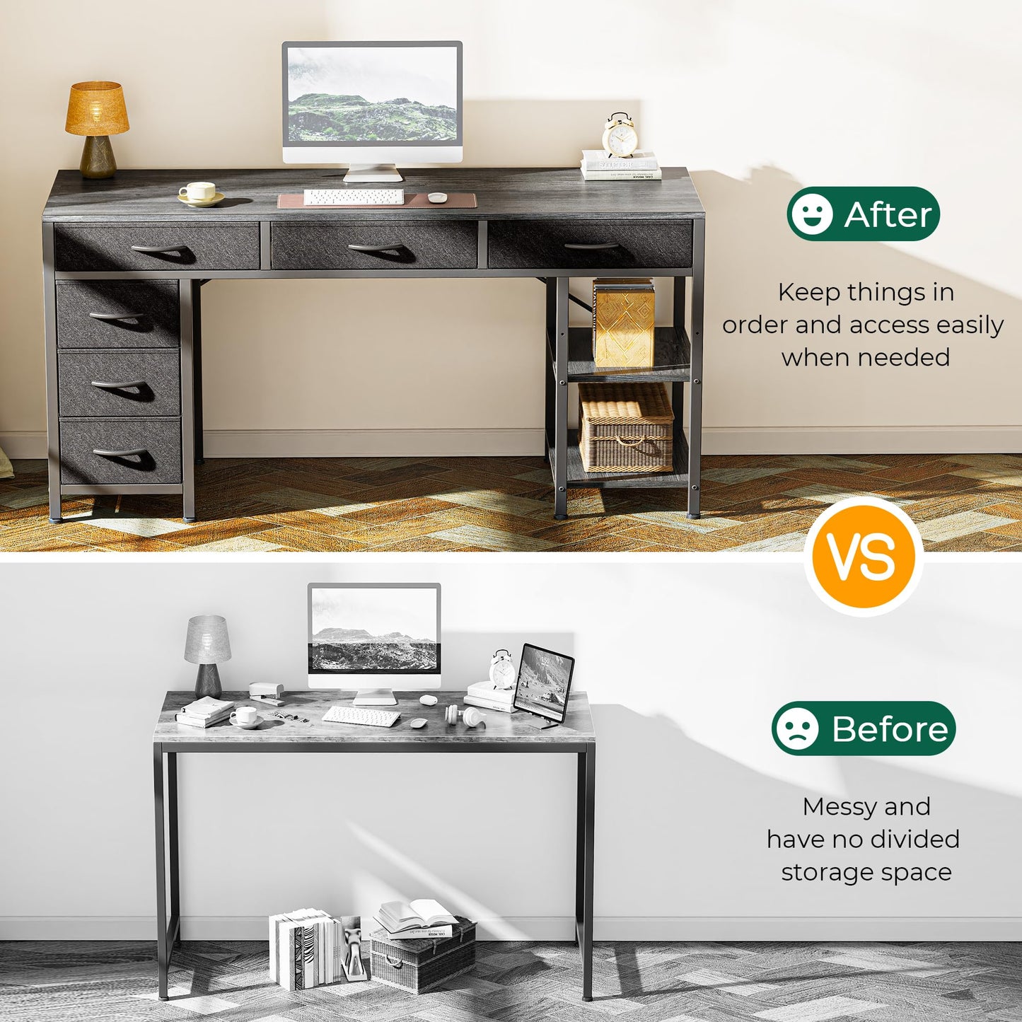 Charcoal Gray - 47 Inch Computer Desk