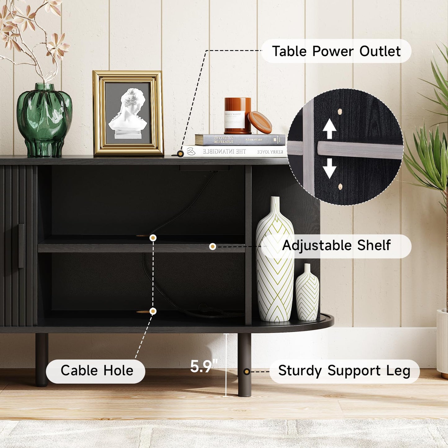 Black - 60 Inch TV Stand