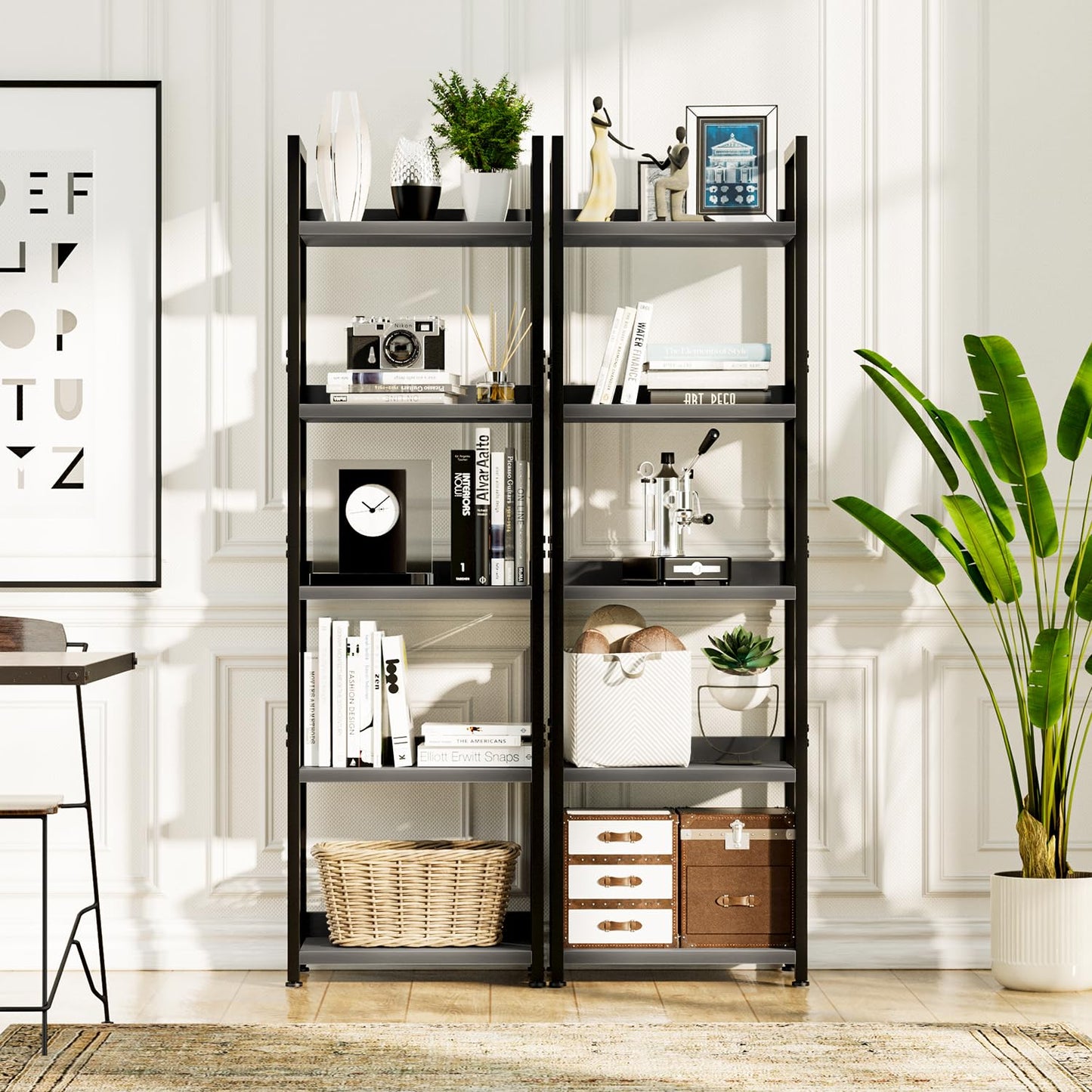 Charcoal Black Bookshelves