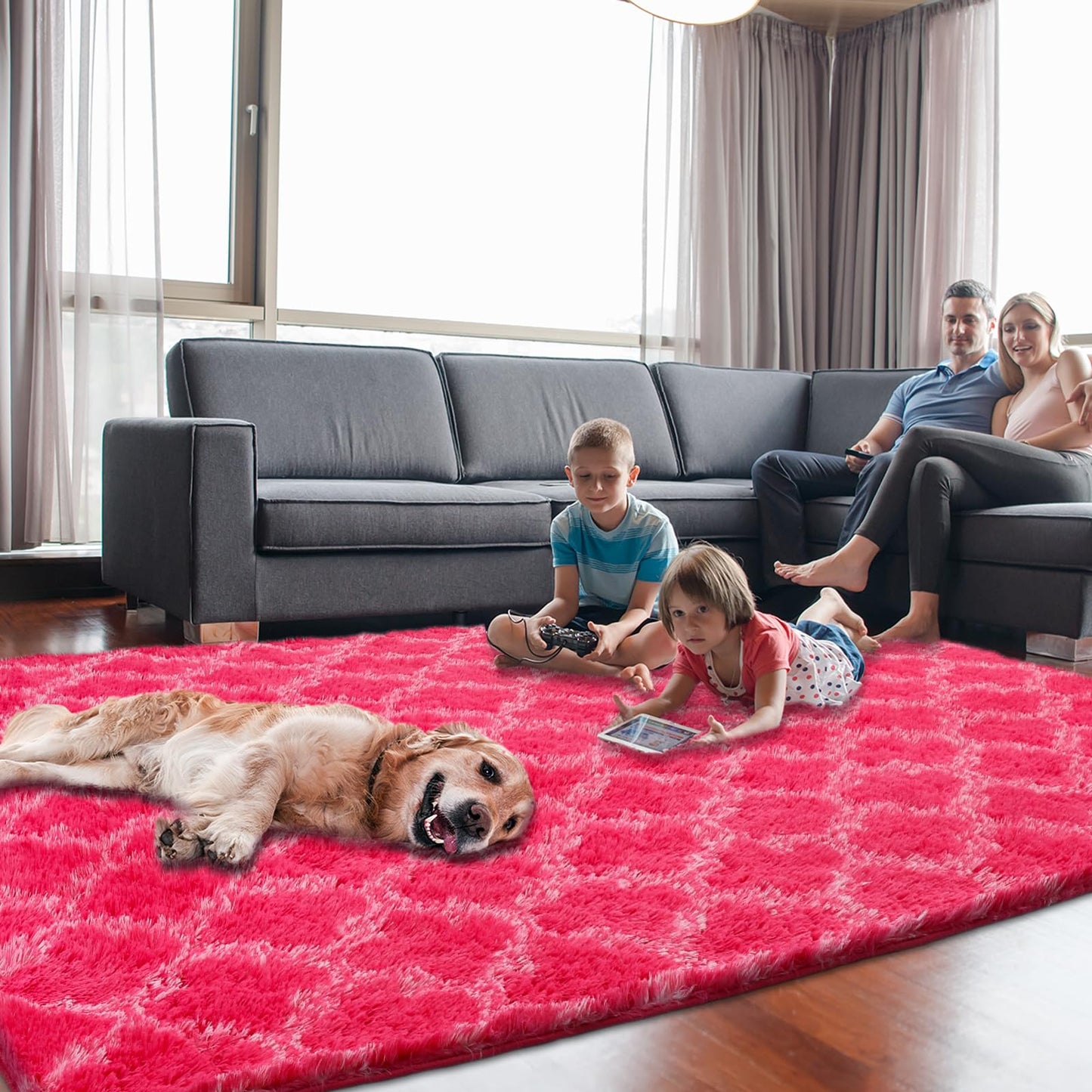 Hot Pink/White Area Rugs