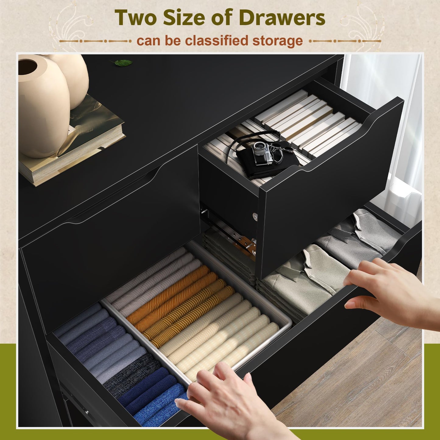 Tall Black Chest of Drawers for Bedroom