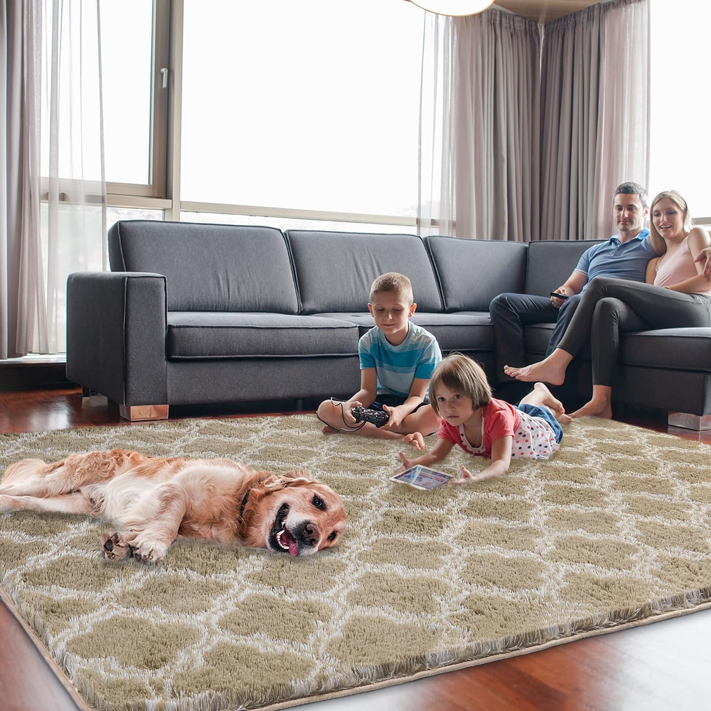 Beige/White Area Rugs