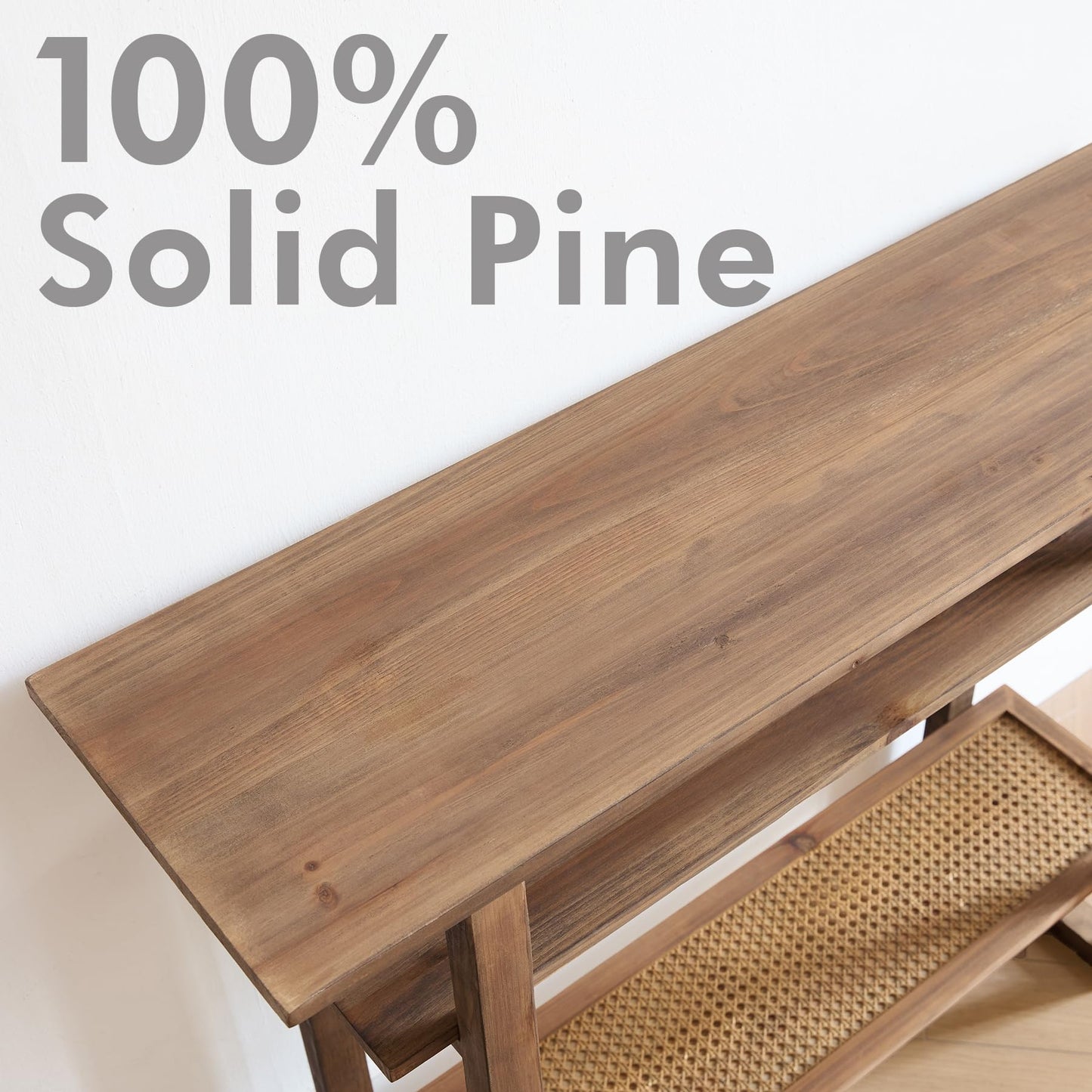 Boho Solid Wood Console Table – 39.4 Inches