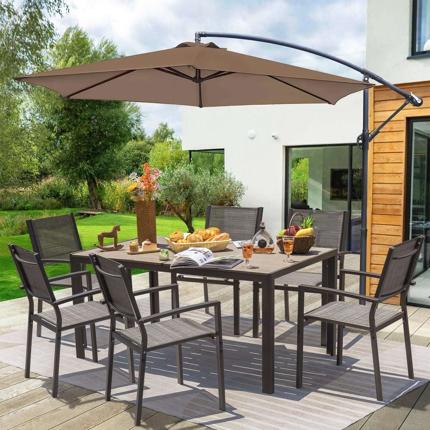 7 Pieces Patio Dining Set - Light Grey