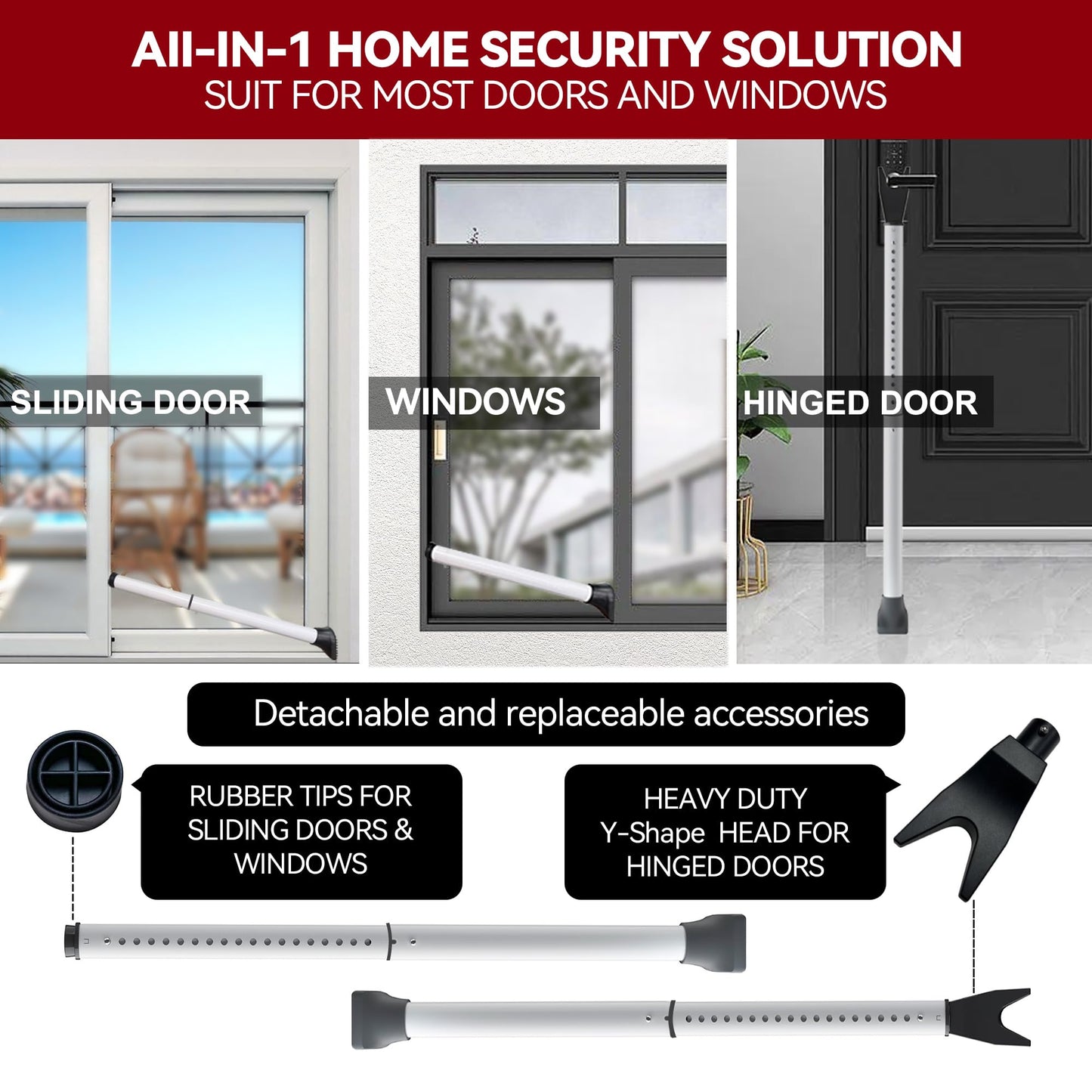 Upgraded Door Security Bar & Door Stopper