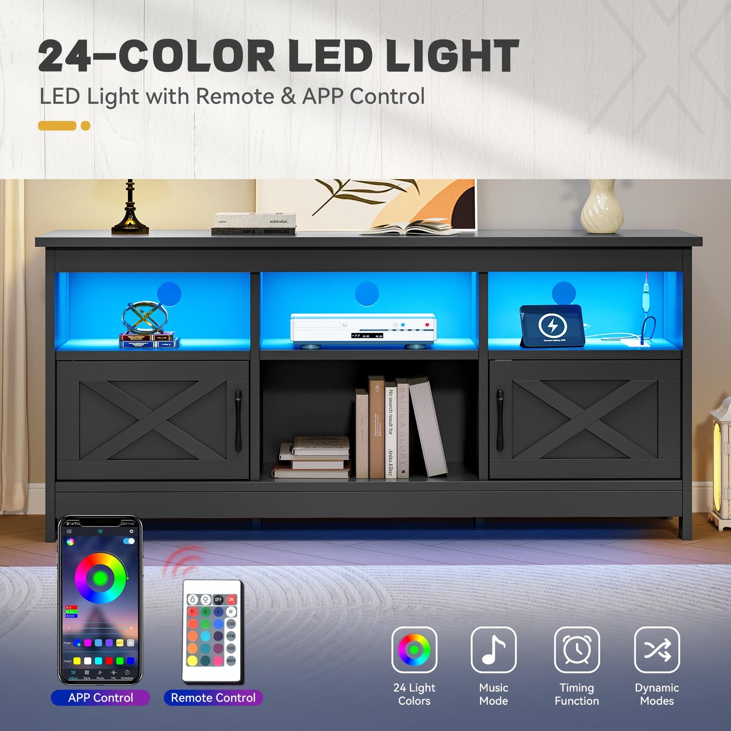 Black - 65 Inch TV Stand for 65 Inch