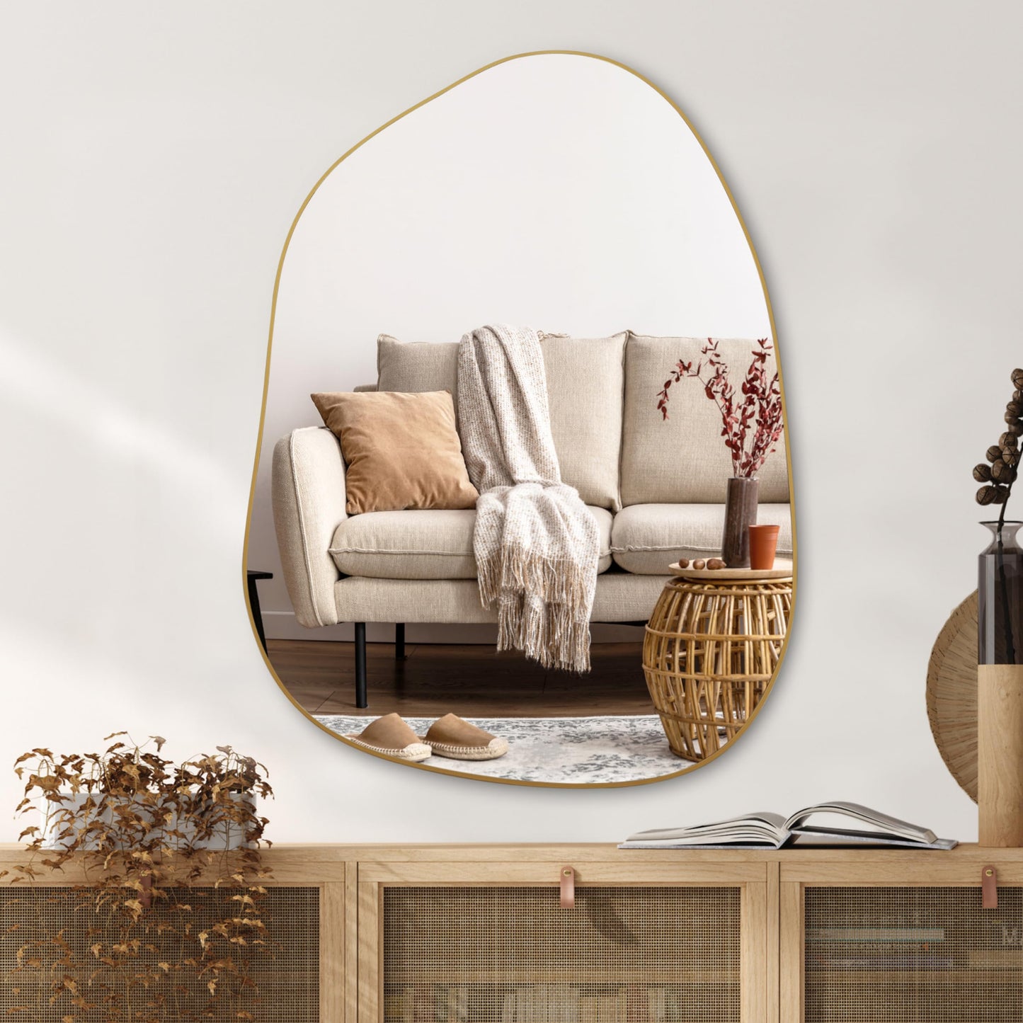 Irregular Wall Mirror, Mirror for Bathroom, Bedroom, Living Room and Entryway