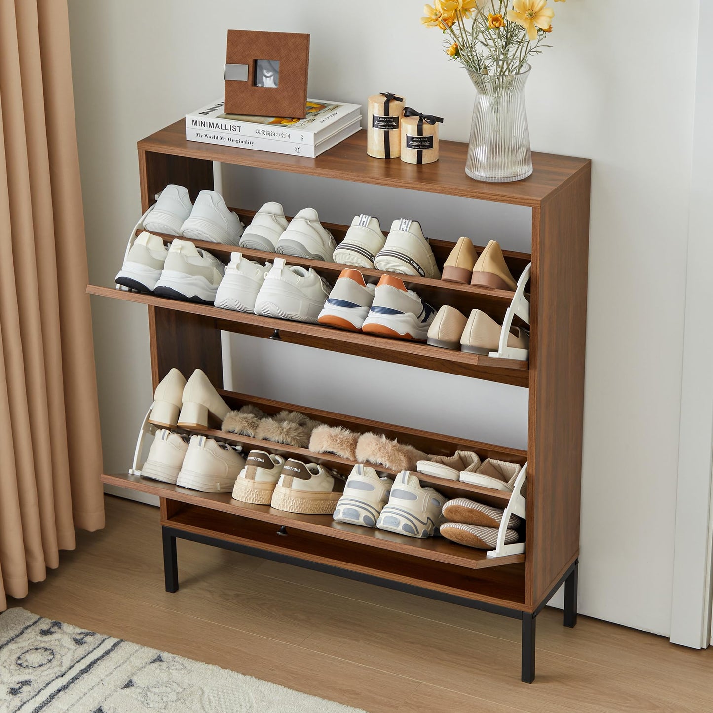 Shoe Storage Cabinet with 2 Flip Drawers
