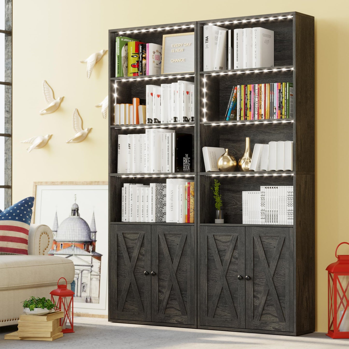 Charcoal Gray Tall Bookcase