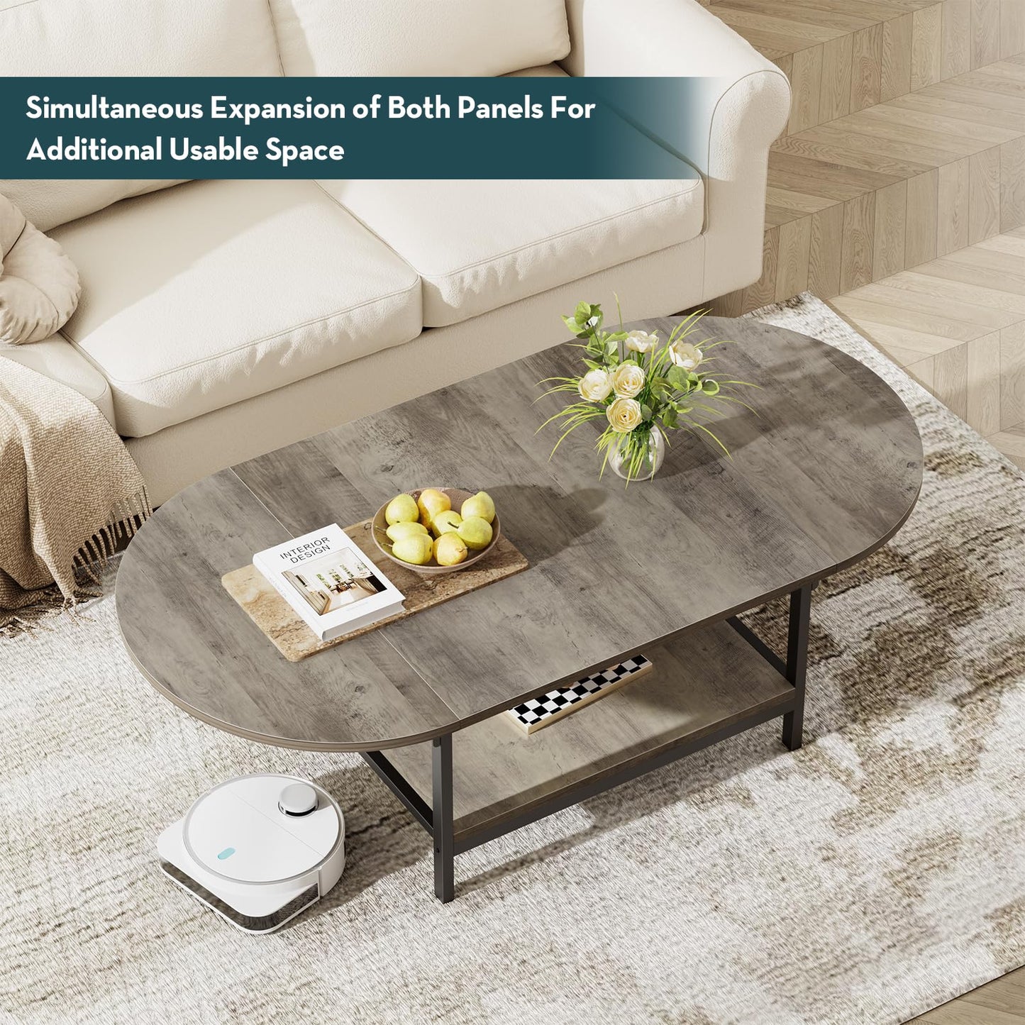 2-Tier Extended Coffee Table rustic