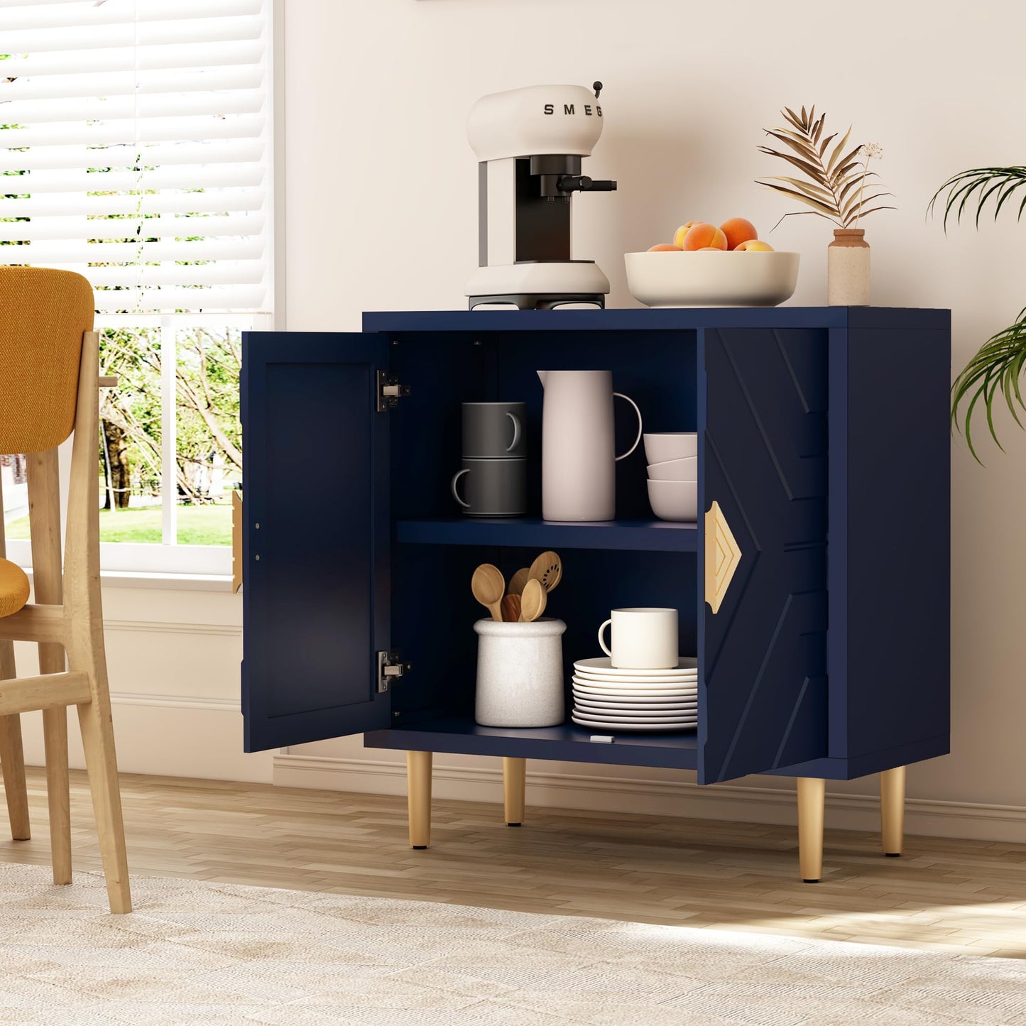 Sideboard Buffet with Decorative Embossed Pattern Doors