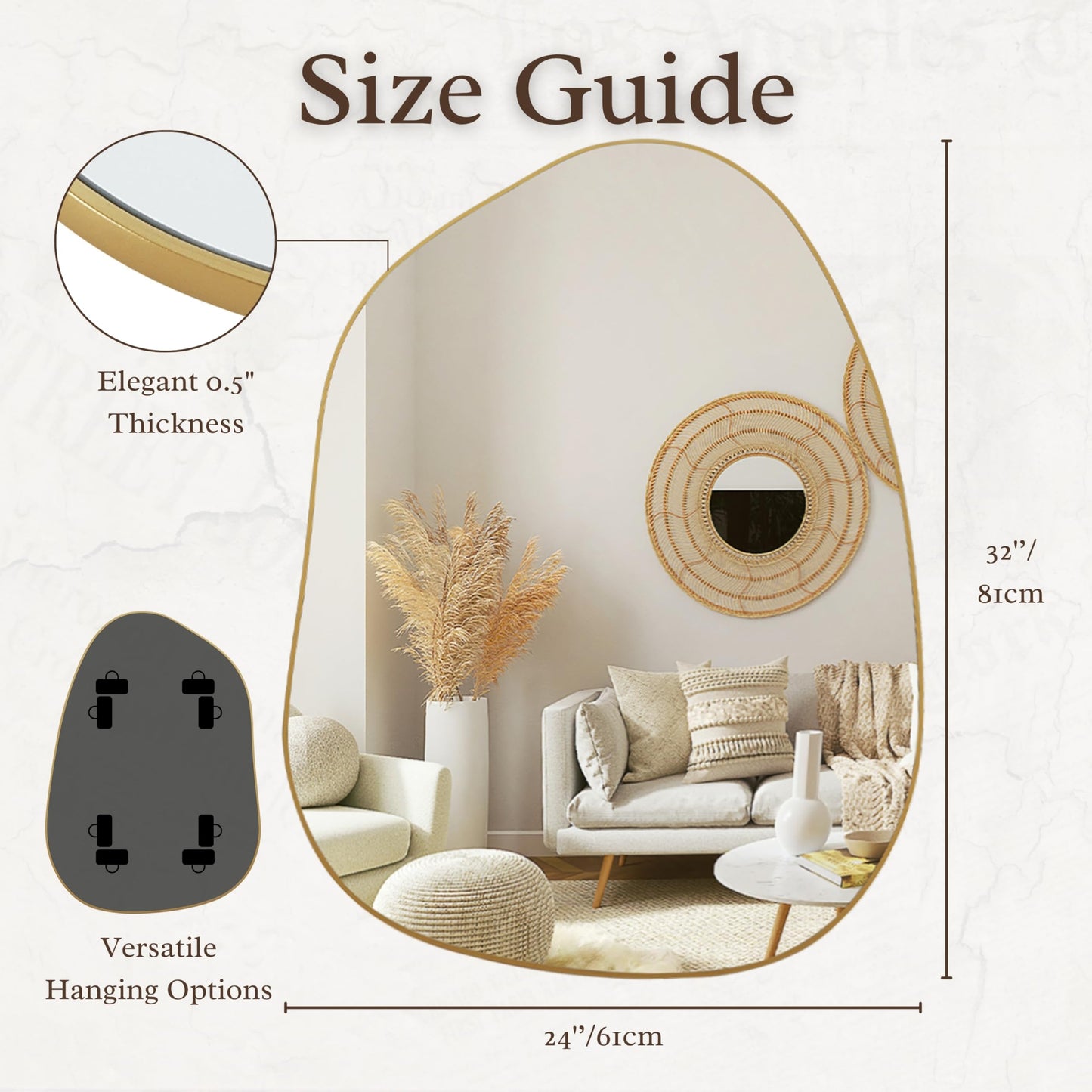 Irregular Wall Mirror, Mirror for Bathroom, Bedroom, Living Room and Entryway