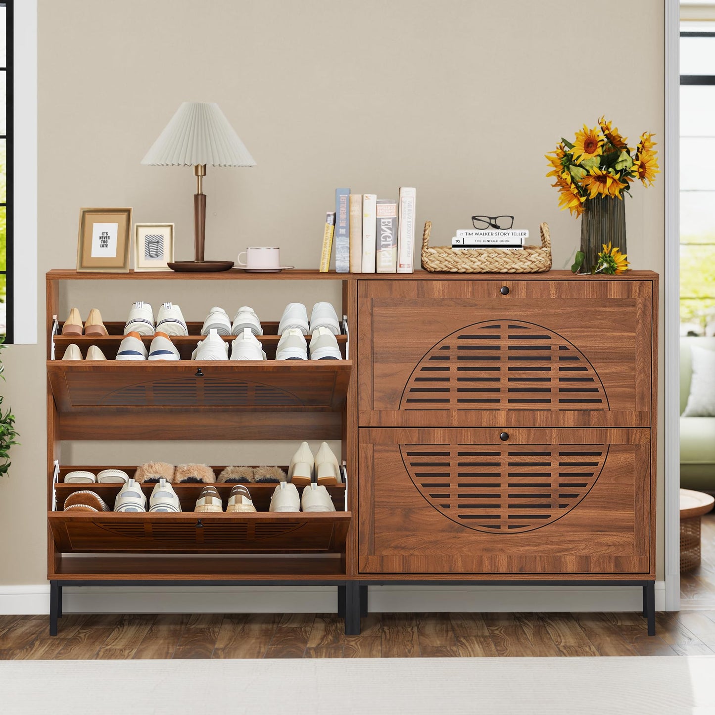 Shoe Storage Cabinet with 2 Flip Drawers