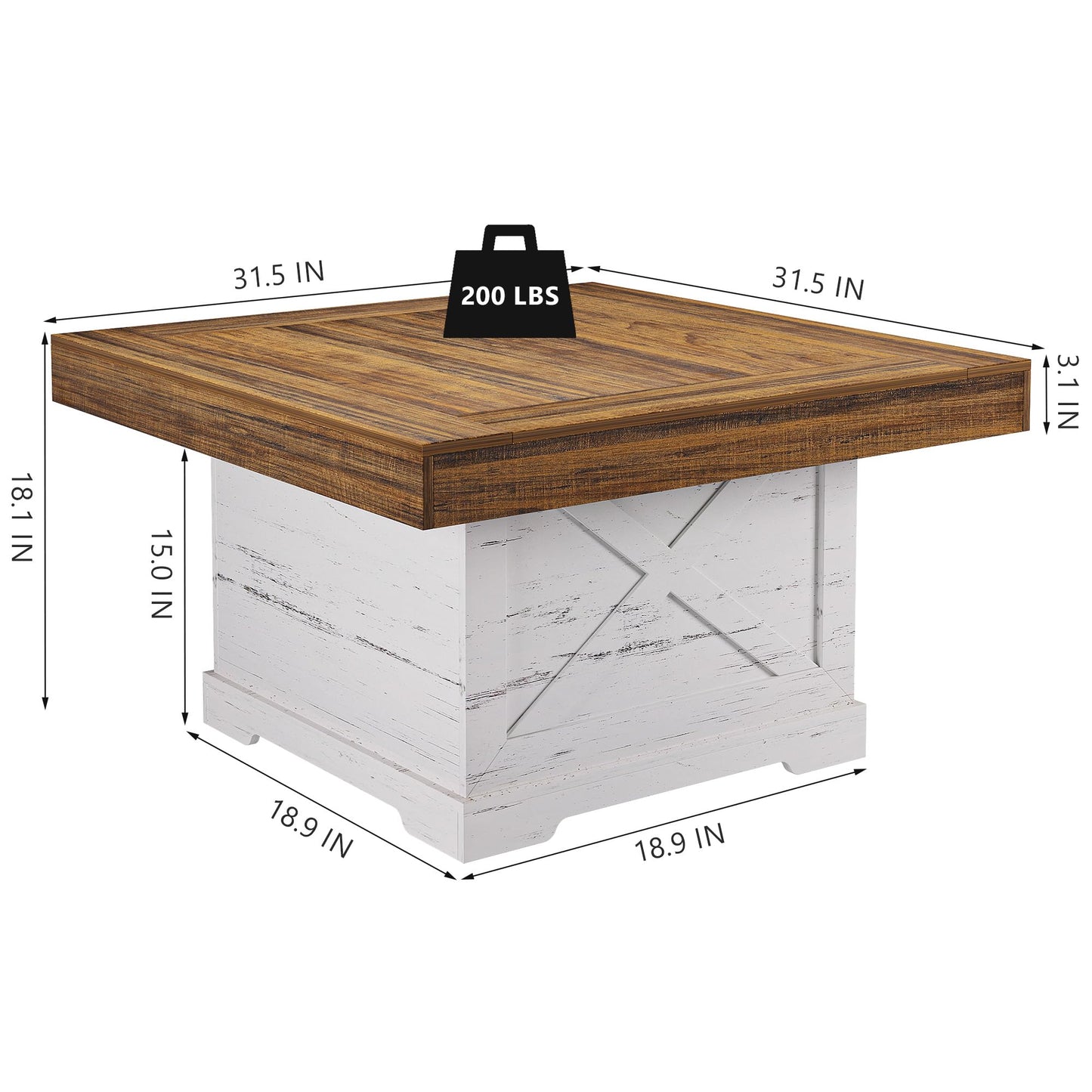 Antique White+walnut Coffee Table