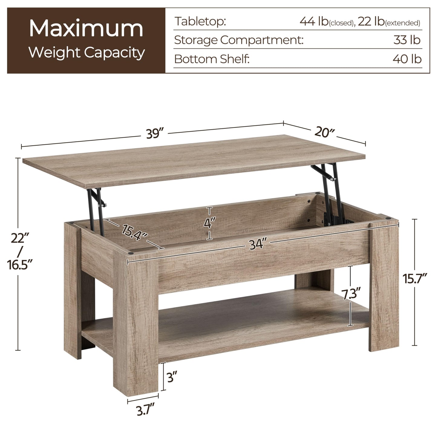Elegant Design Lift Top Coffee Table