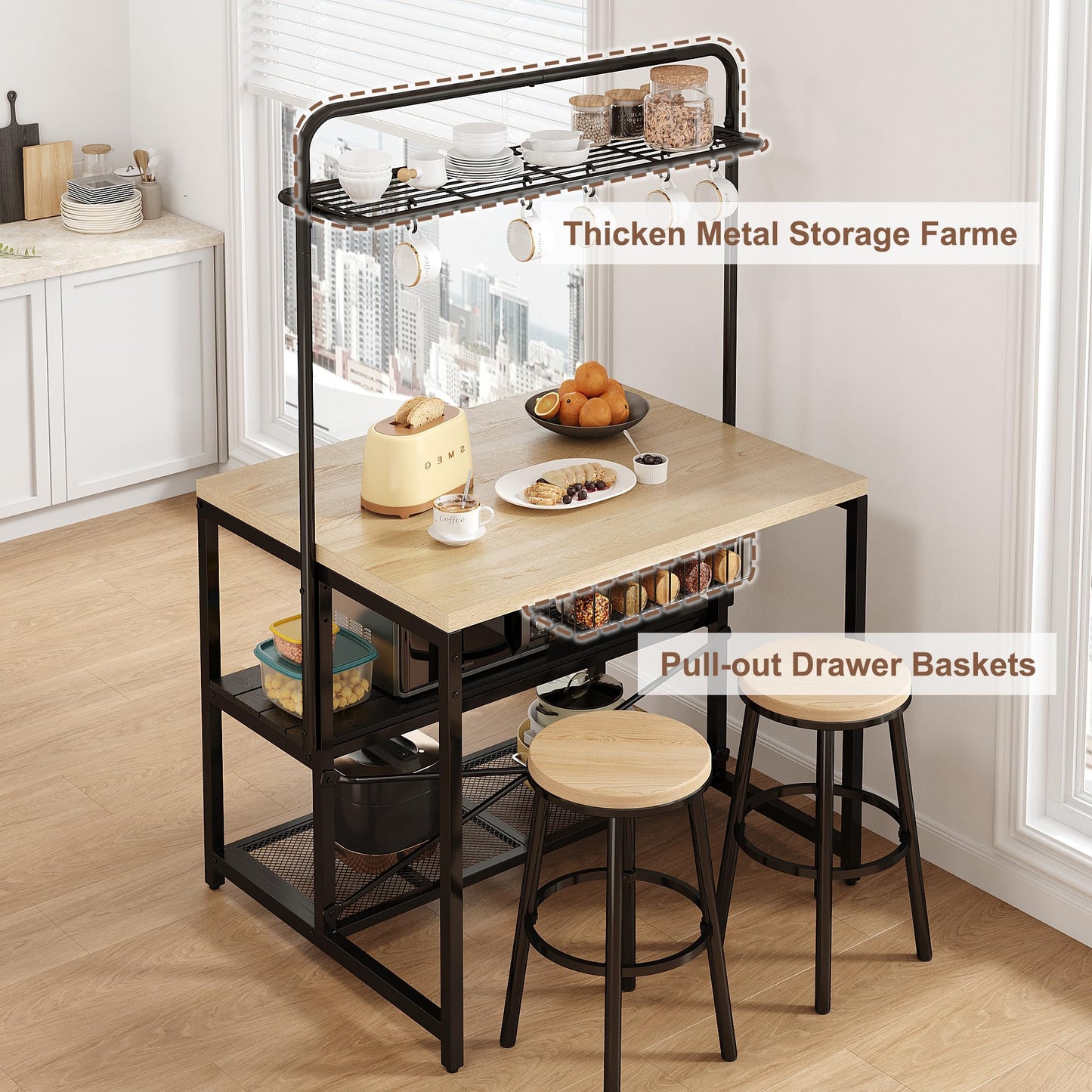 Pear Wood White Kitchen Rack
