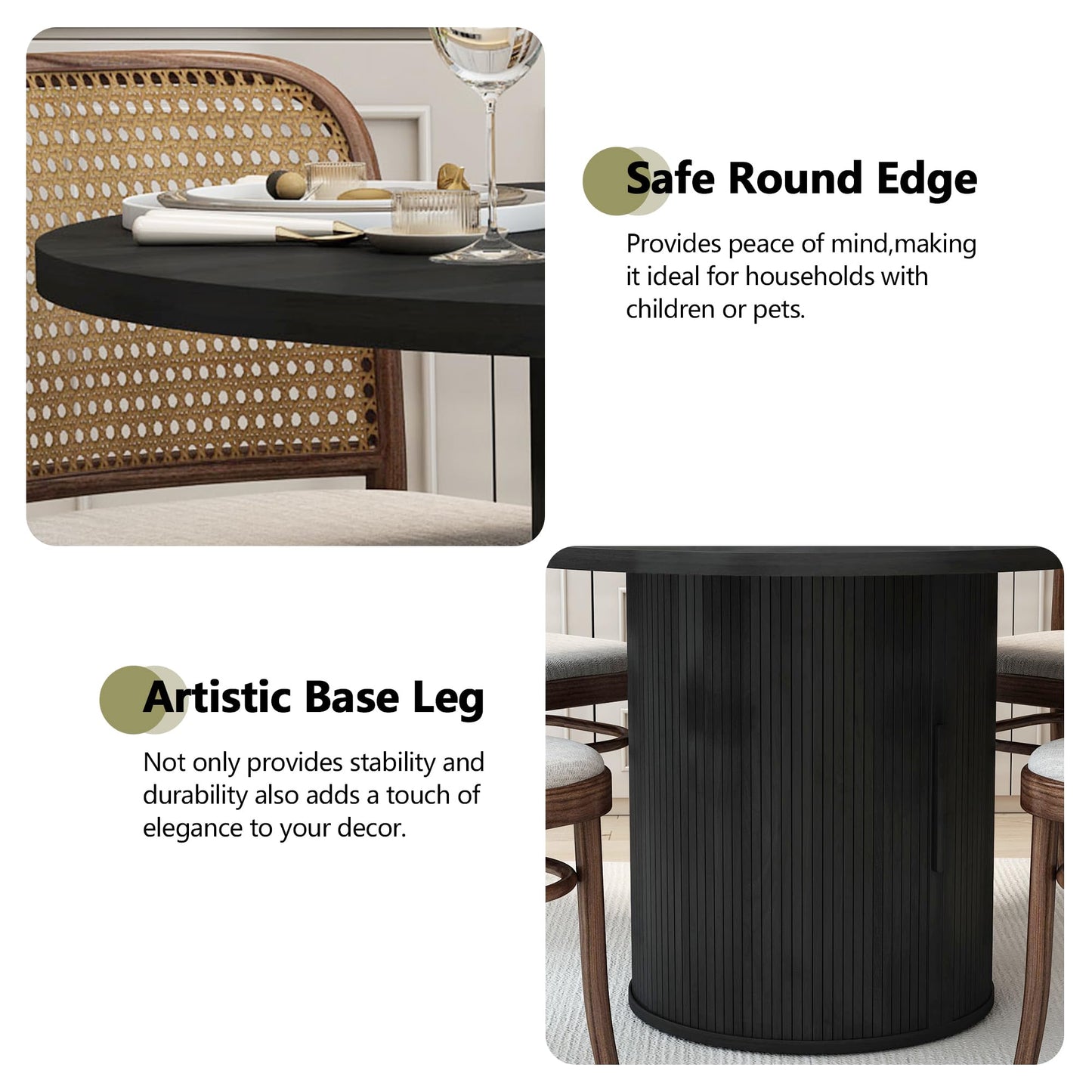 Black+hidden Storage Round Dining Table