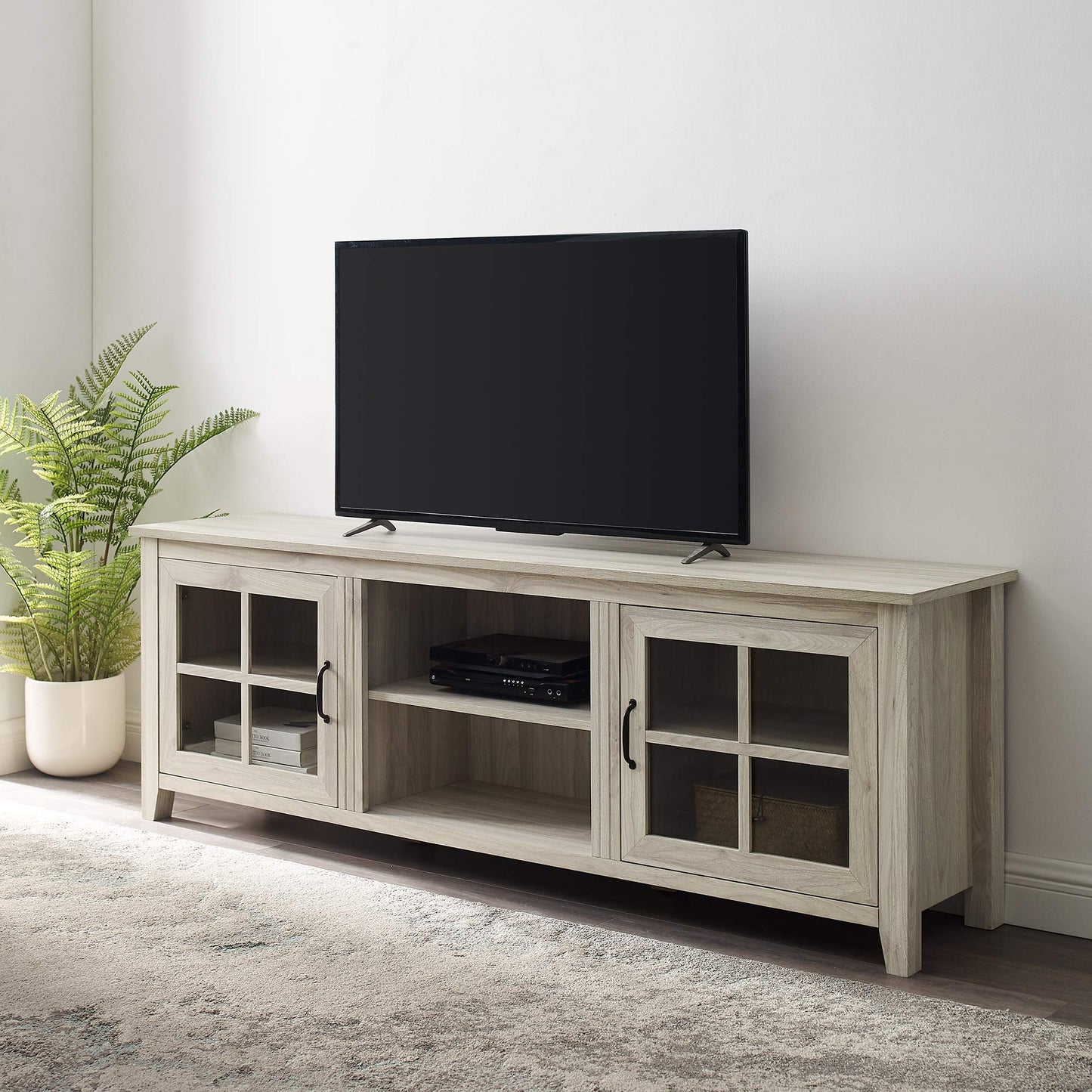 Birch - 80 Inche Glass Door TV Stand
