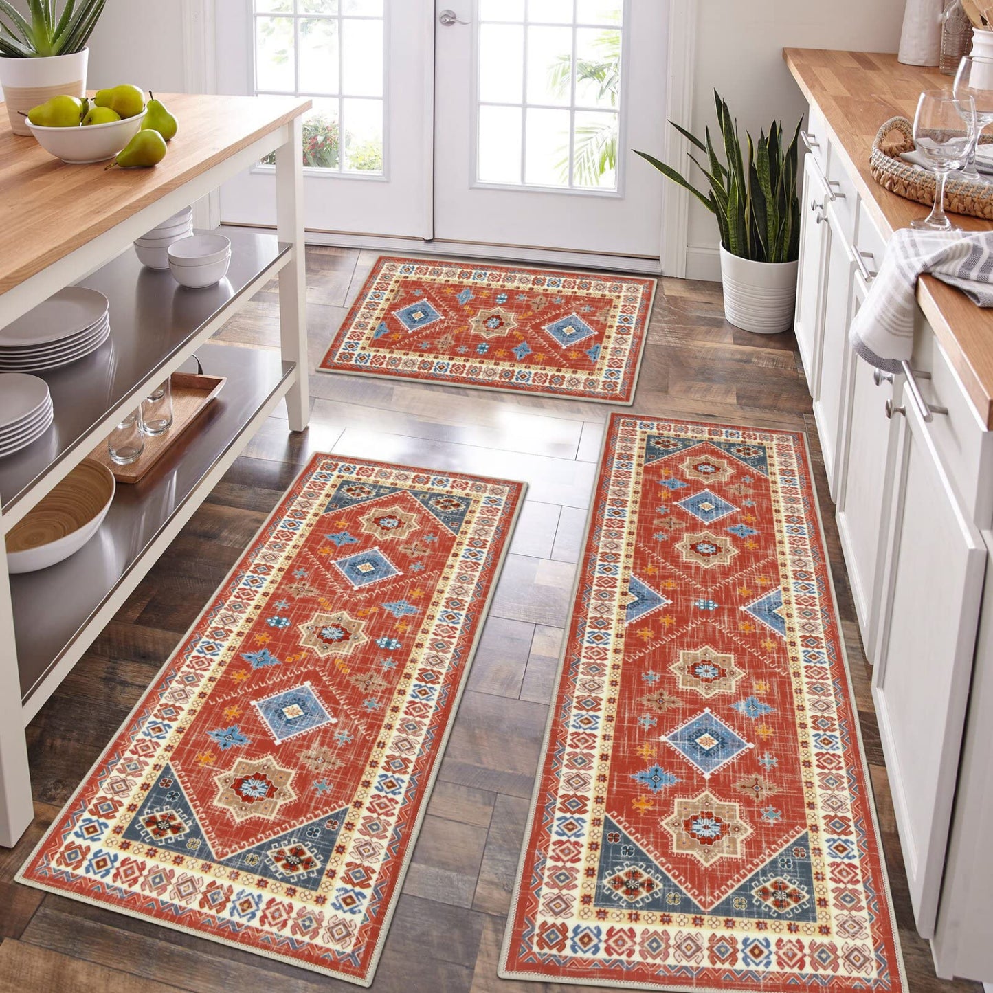 Rust/Red 3 Piece Rug Set