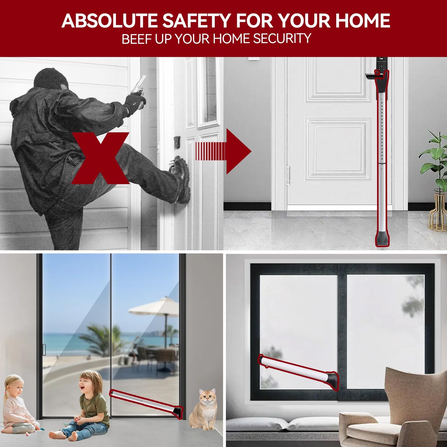 Upgraded Door Security Bar & Door Stopper