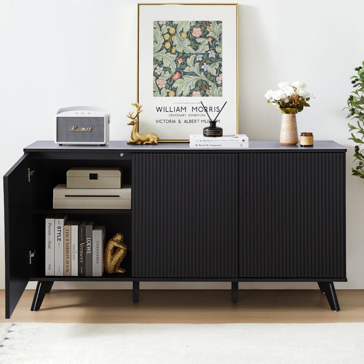 Black Sideboard Buffet Cabinet with Storage