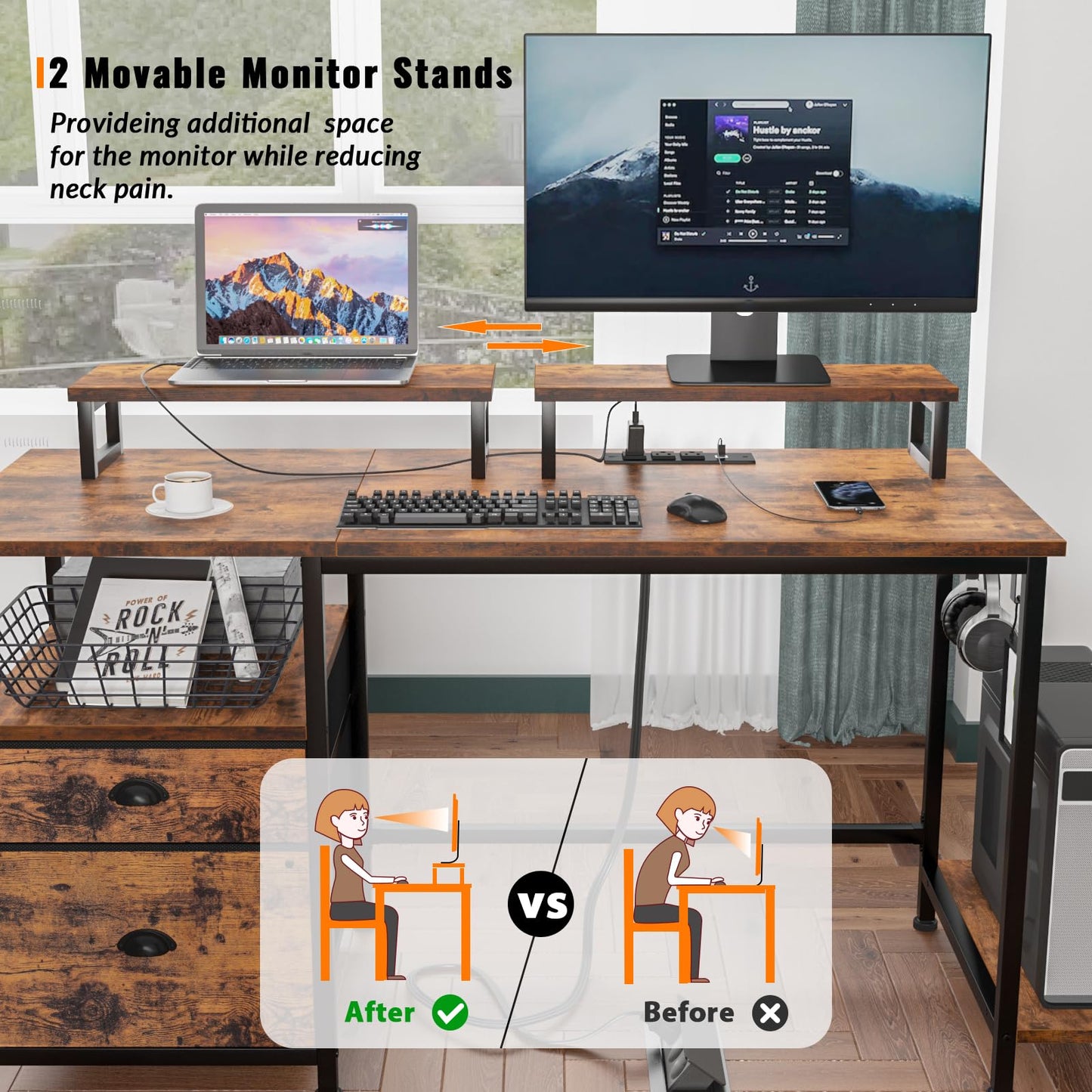 Rustic Brown Computer Desk