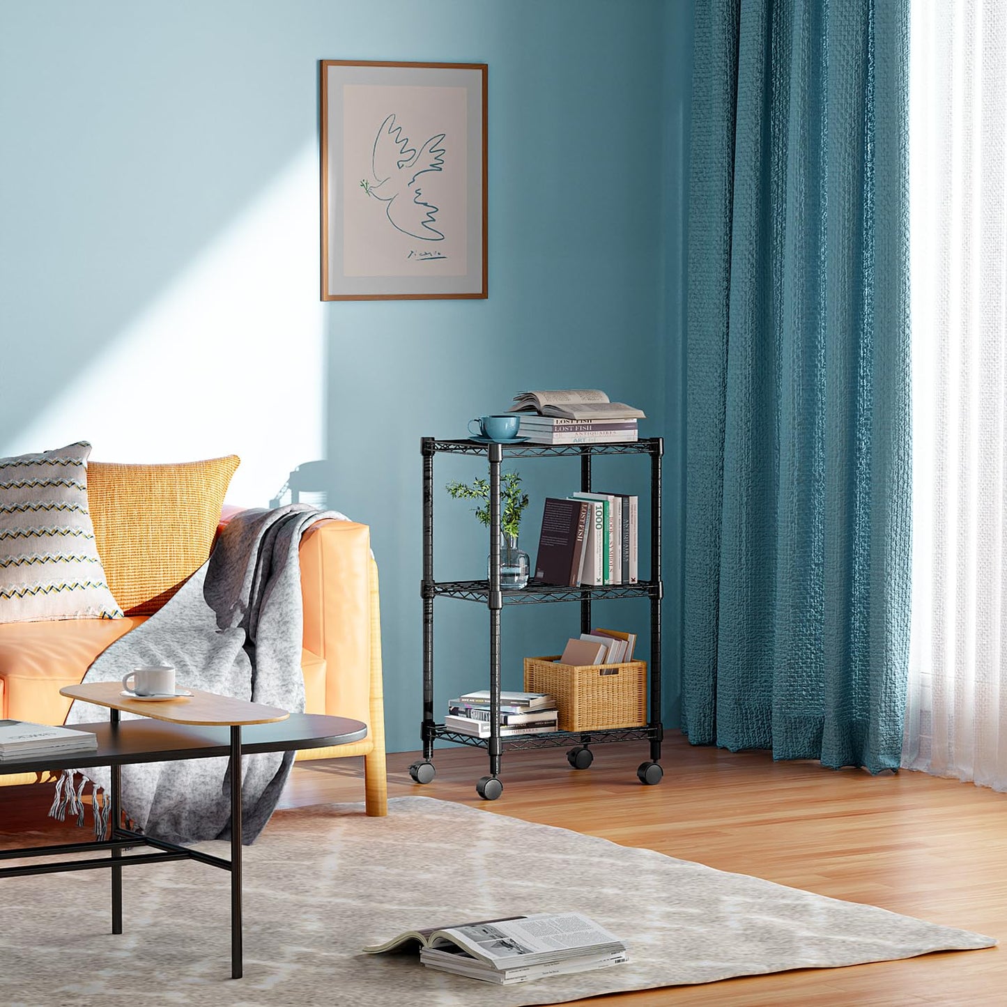 Black Kitchen Rack and Book Shelves