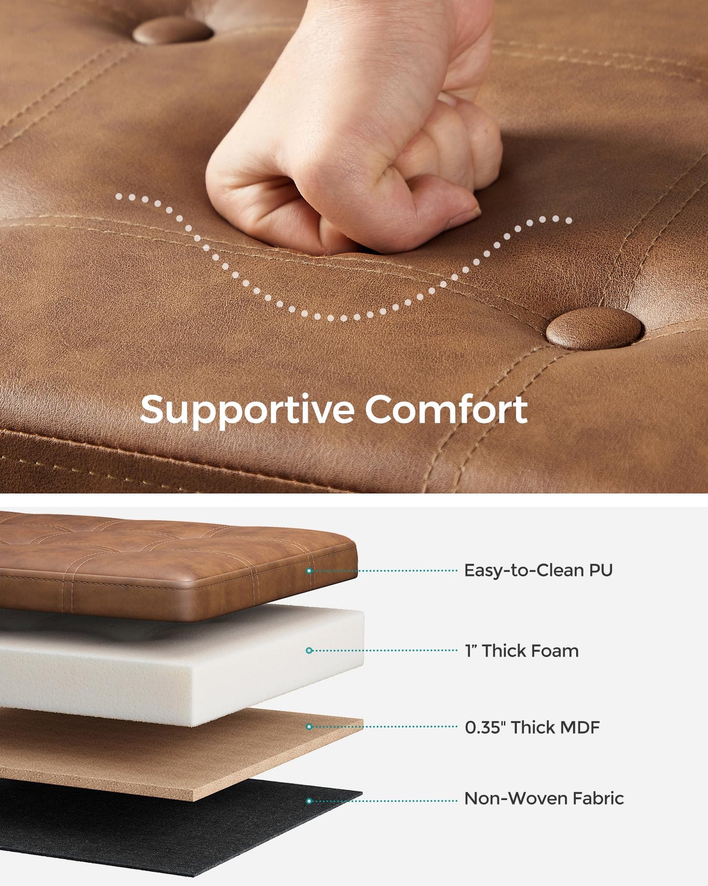 43 Inches Folding Storage Ottoman Bench