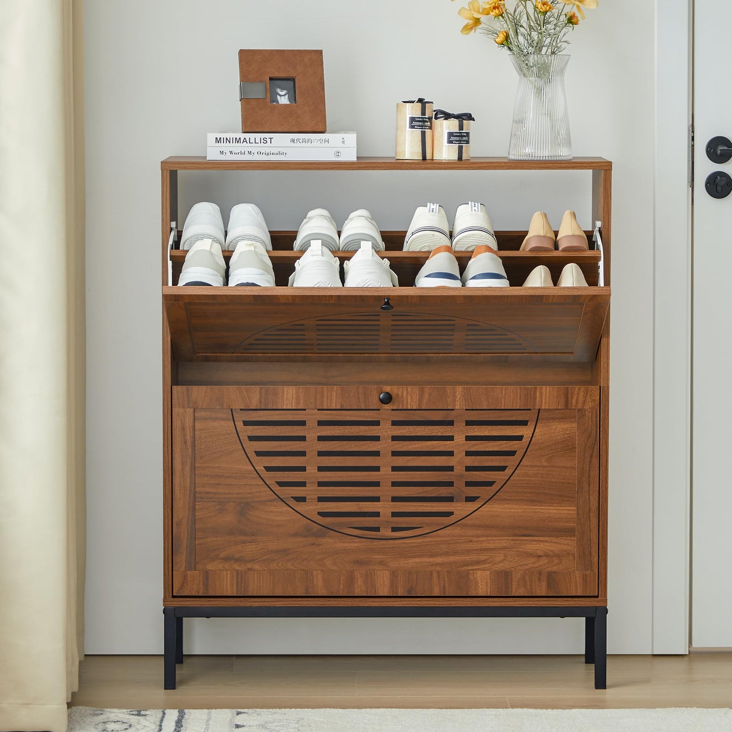 Shoe Storage Cabinet with 2 Flip Drawers