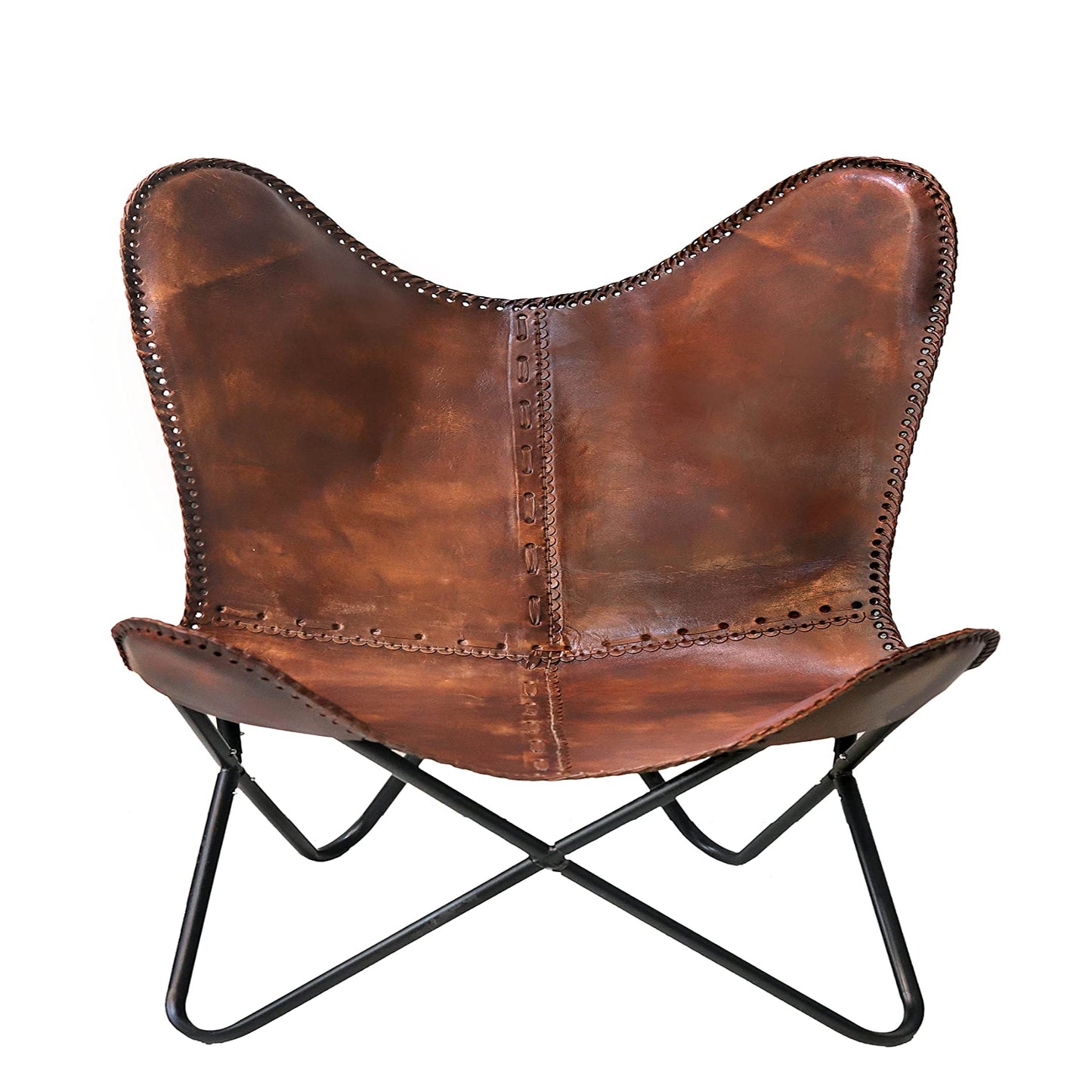 Classy Handmade Dark Brown Leather Butterfly Chair