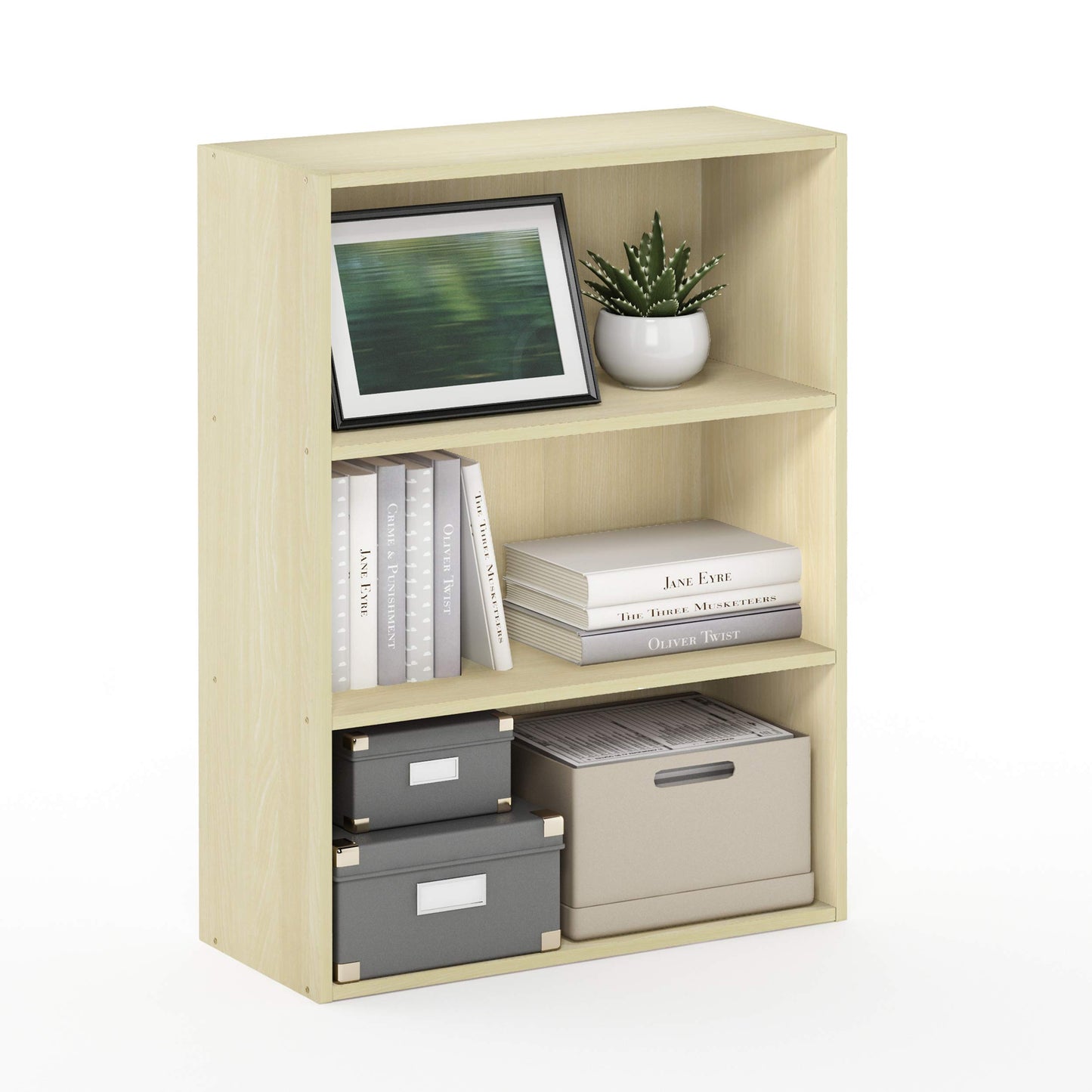 Maple 3-Tier Open Shelf Bookcase