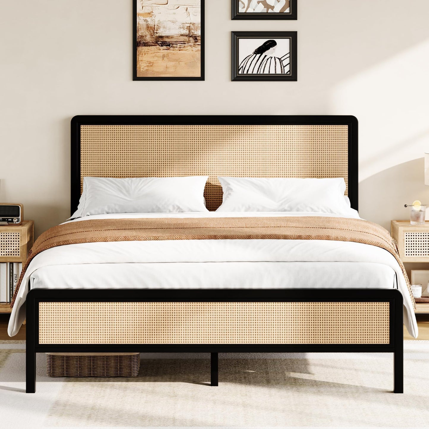 Rattan Bed Frame with Headboard